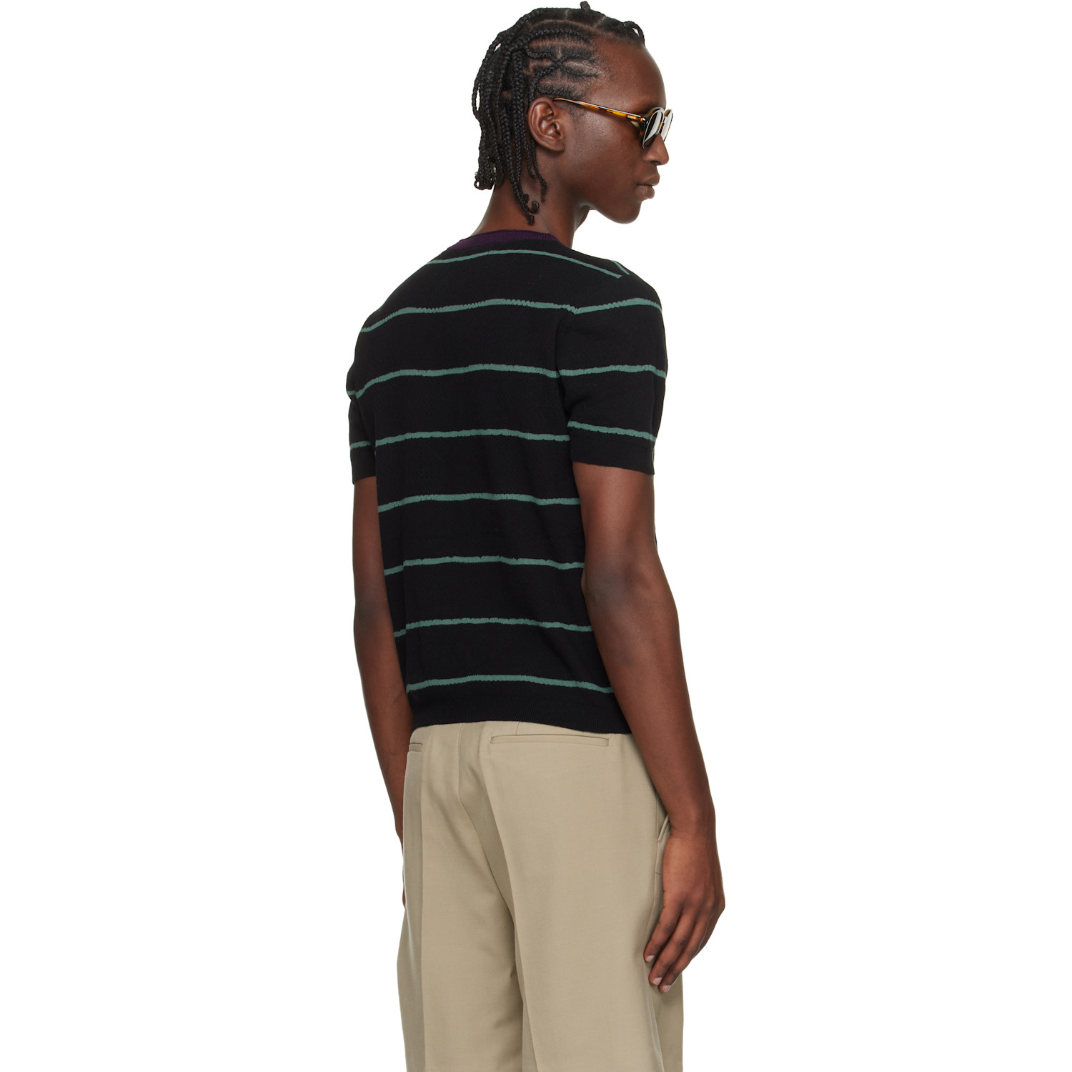  Dries Van Noten Black Striped Cardigan 