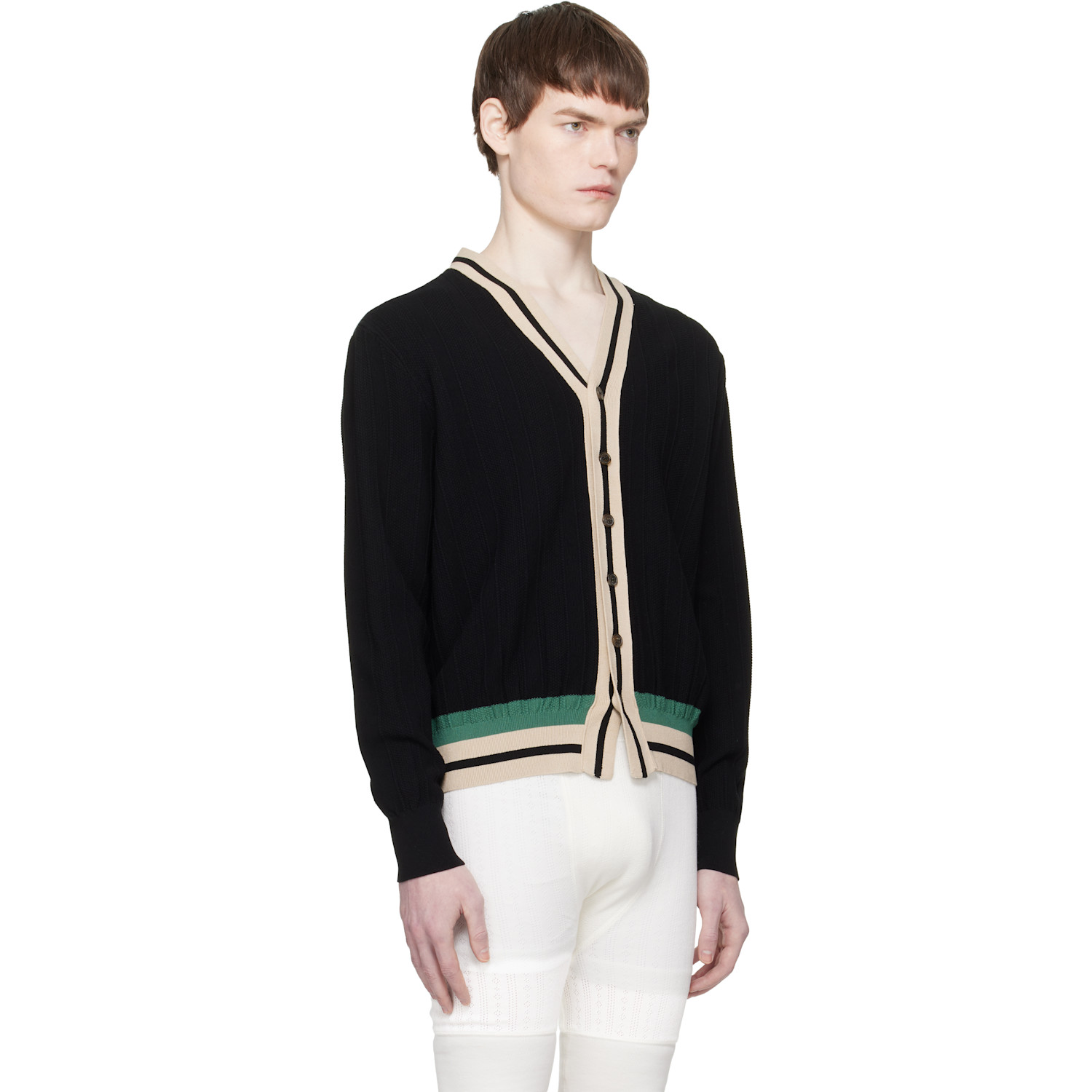  Dries Van Noten Black Block Stripe Cardigan 