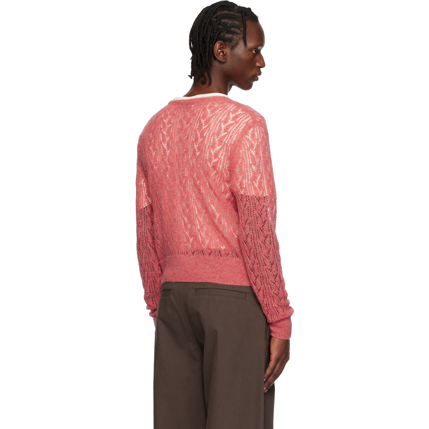  Dries Van Noten Pink Open-knit Cardigan 