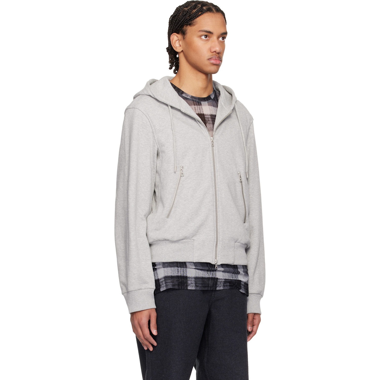  Dries Van Noten Gray Loose Zipped Hoodie 