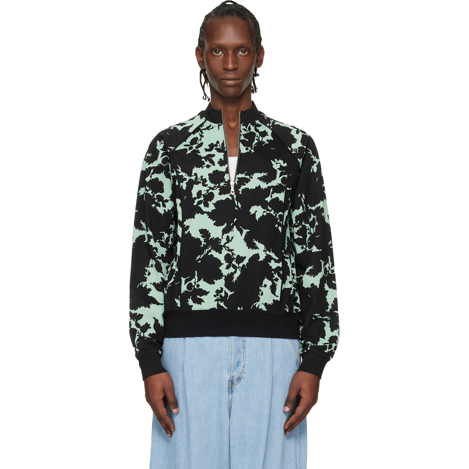 Dries Van Noten Green & Black Jacquard Track Jacket