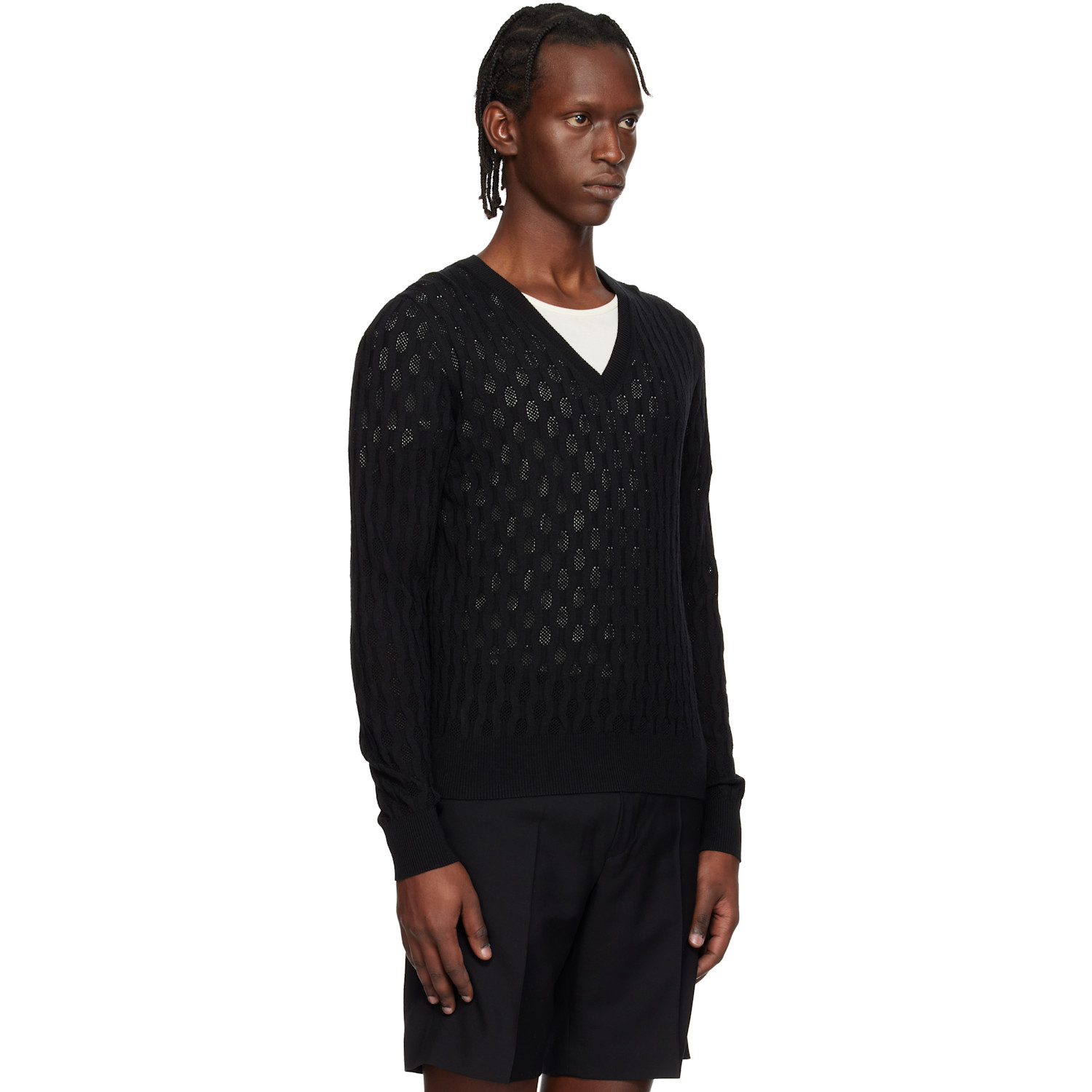  Dries Van Noten Black Open-knit Sweater 