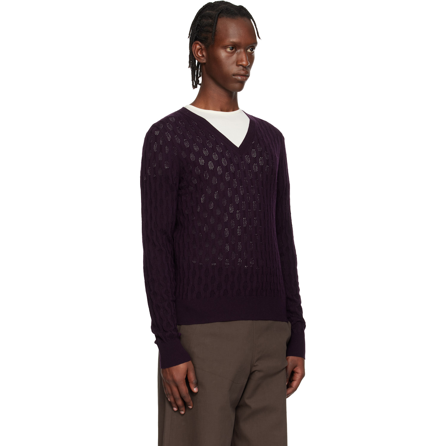 Dries Van Noten Purple Open-knit Sweater 
