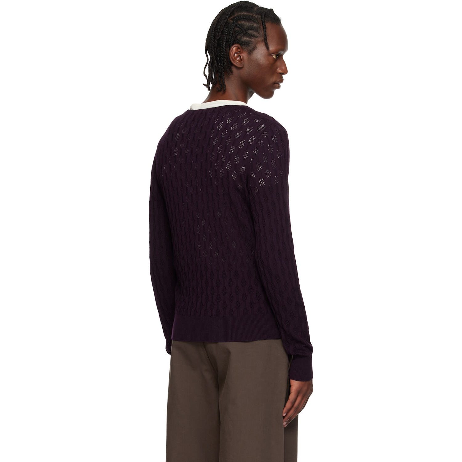  Dries Van Noten Purple Open-knit Sweater 