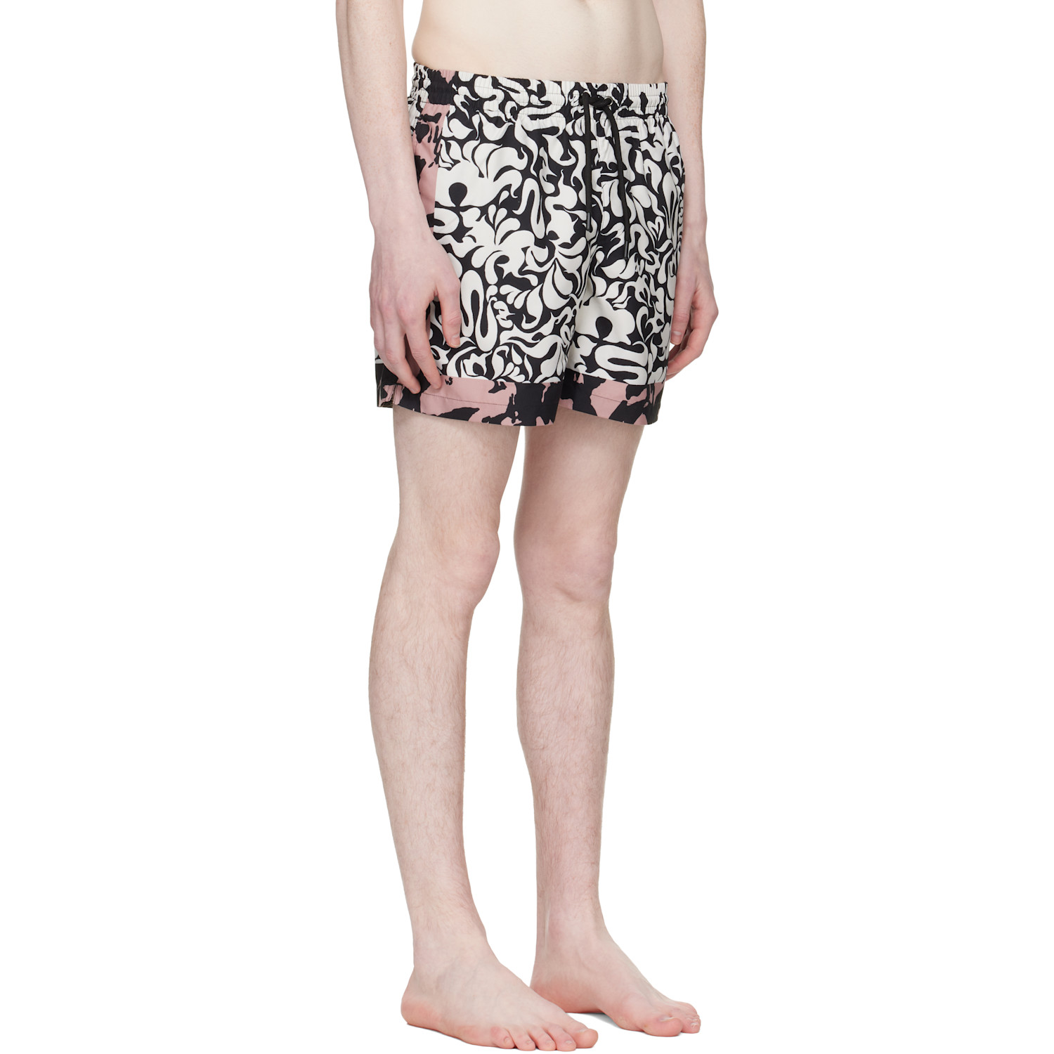  Dries Van Noten White & Black Printed Swim Shorts 