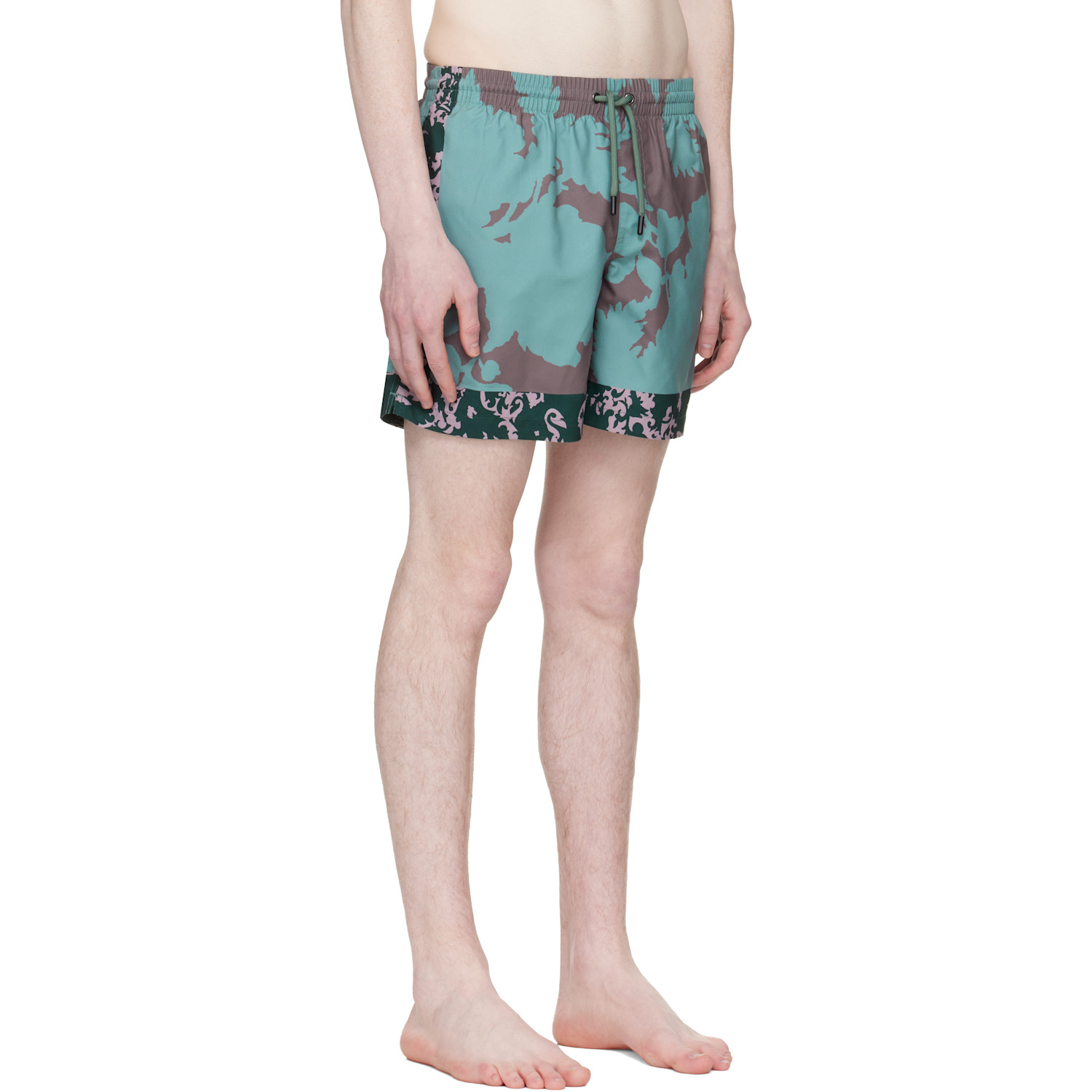  Dries Van Noten Blue & Green Printed Swim Shorts 