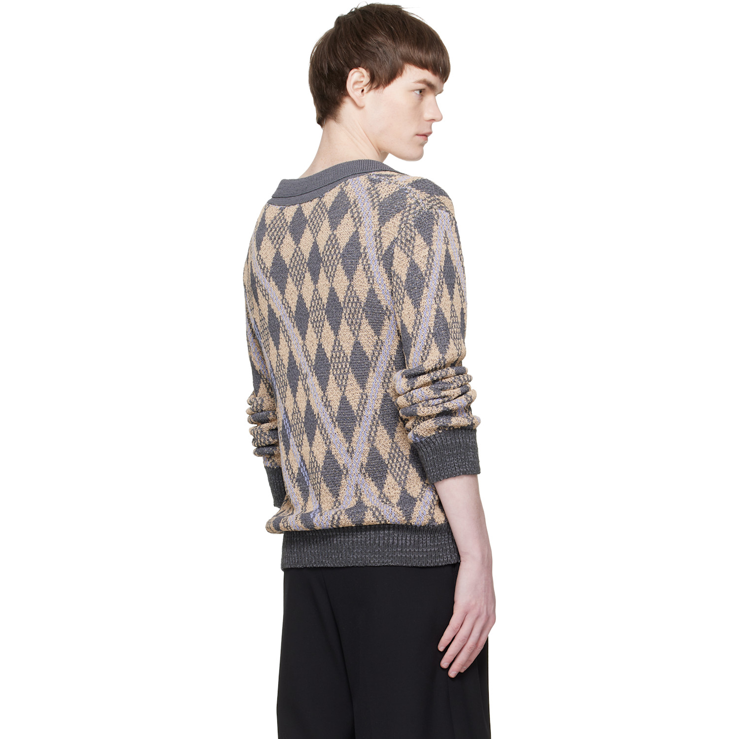  Dries Van Noten Gray & Beige Knit Polo 