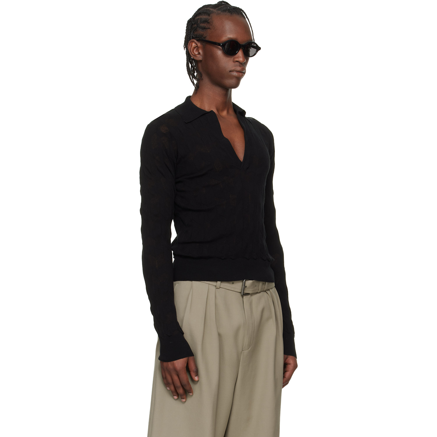  Dries Van Noten Black Knit Polo 