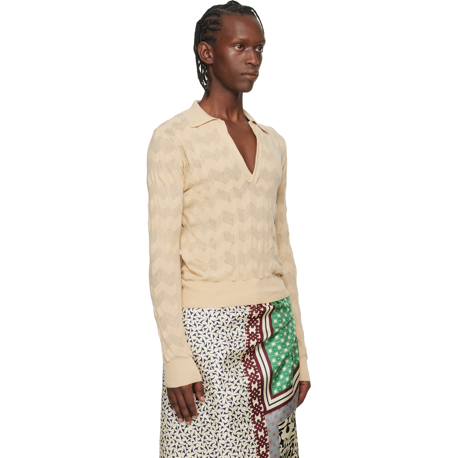  Dries Van Noten Beige Knit Polo 