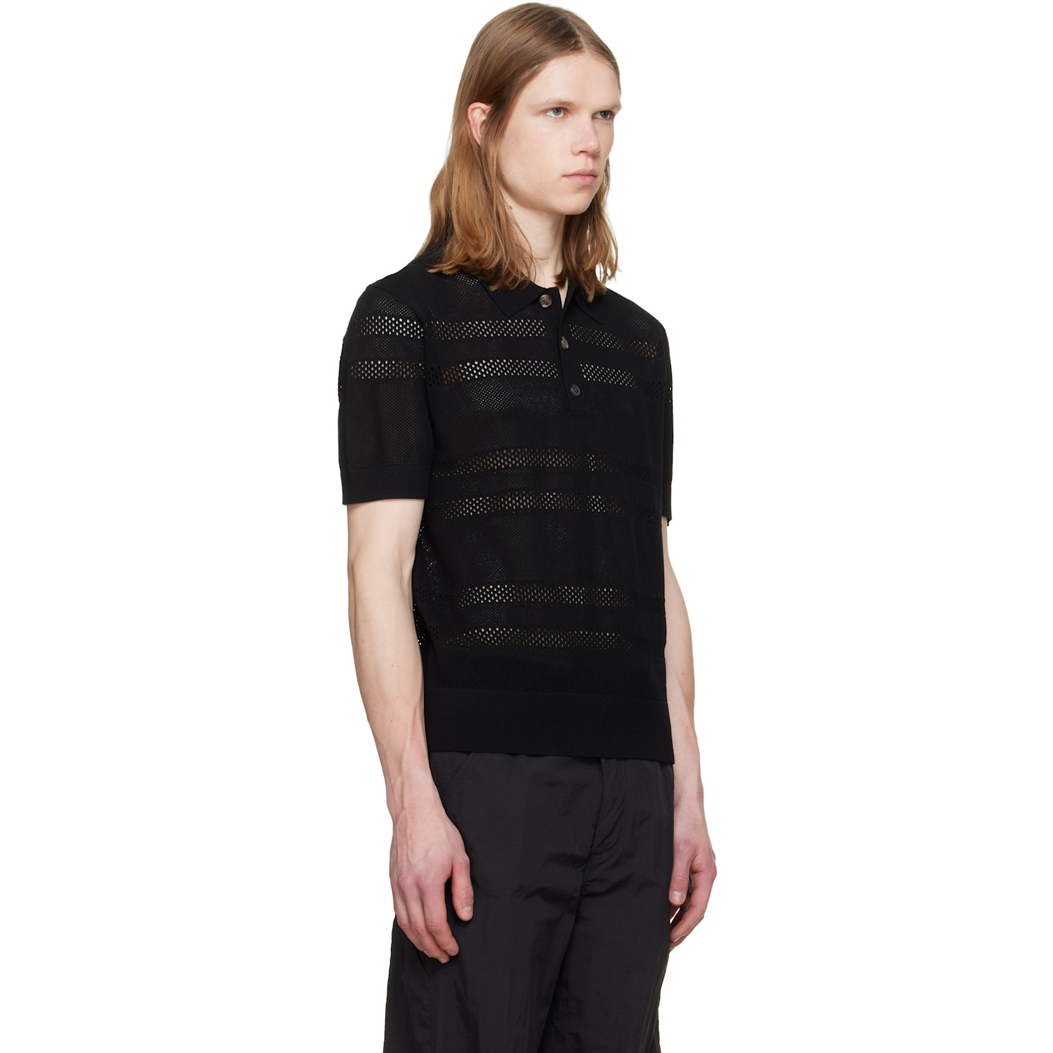  Dries Van Noten Black Mesh Polo 