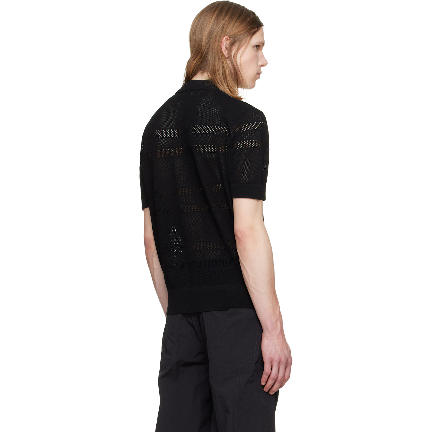  Dries Van Noten Black Mesh Polo 