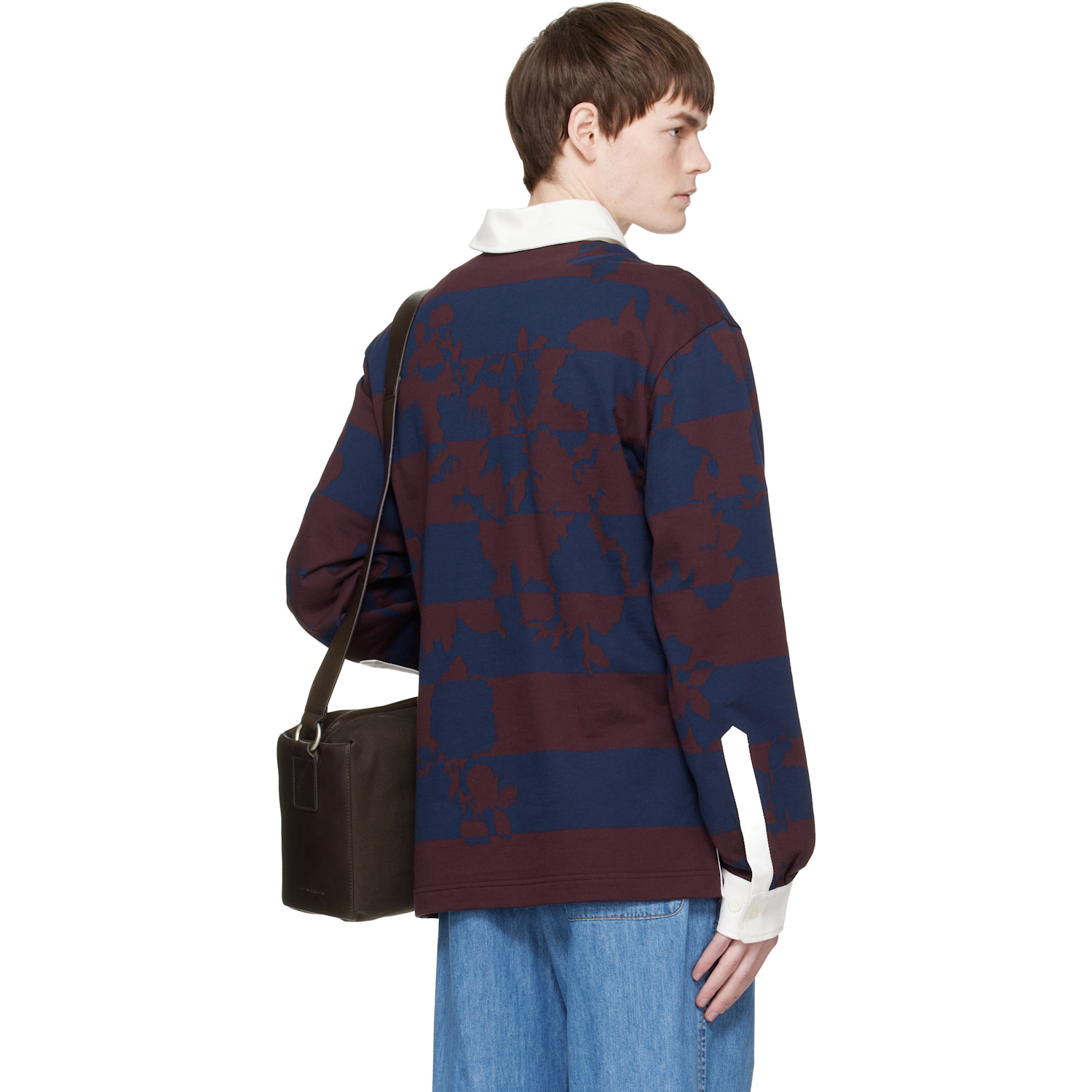  Dries Van Noten Navy & Burgundy Jacquard Polo 