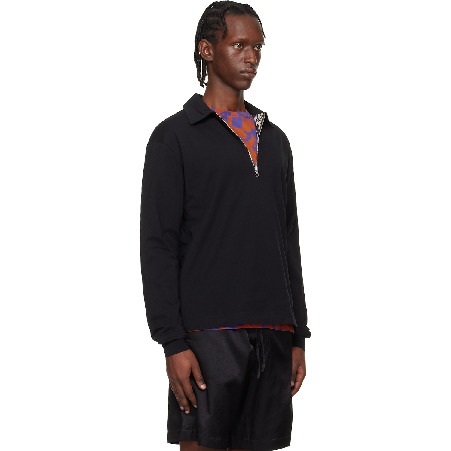  Dries Van Noten Beige & Black Printed Reversible Polo 
