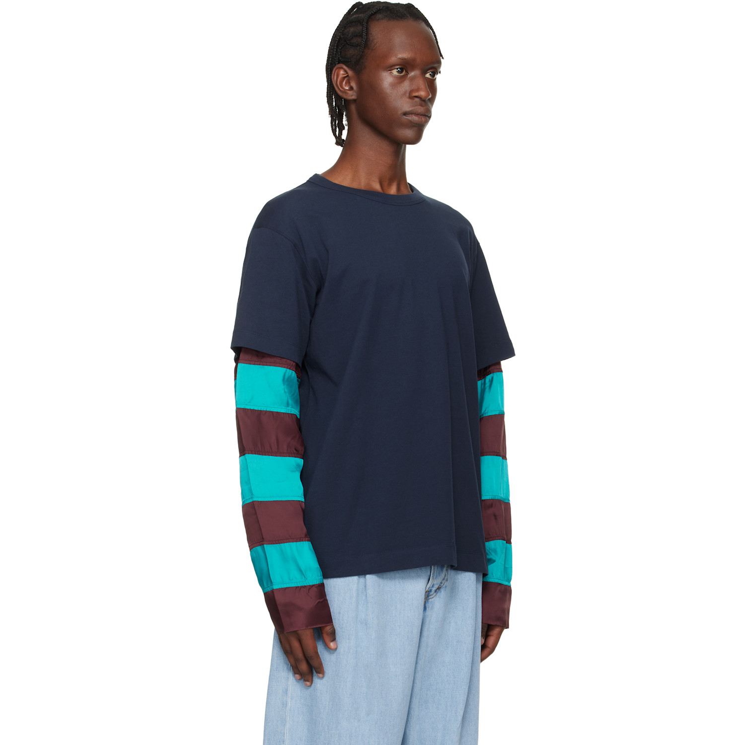 Dries Van Noten Navy Contrast Sleeves T-shirt 
