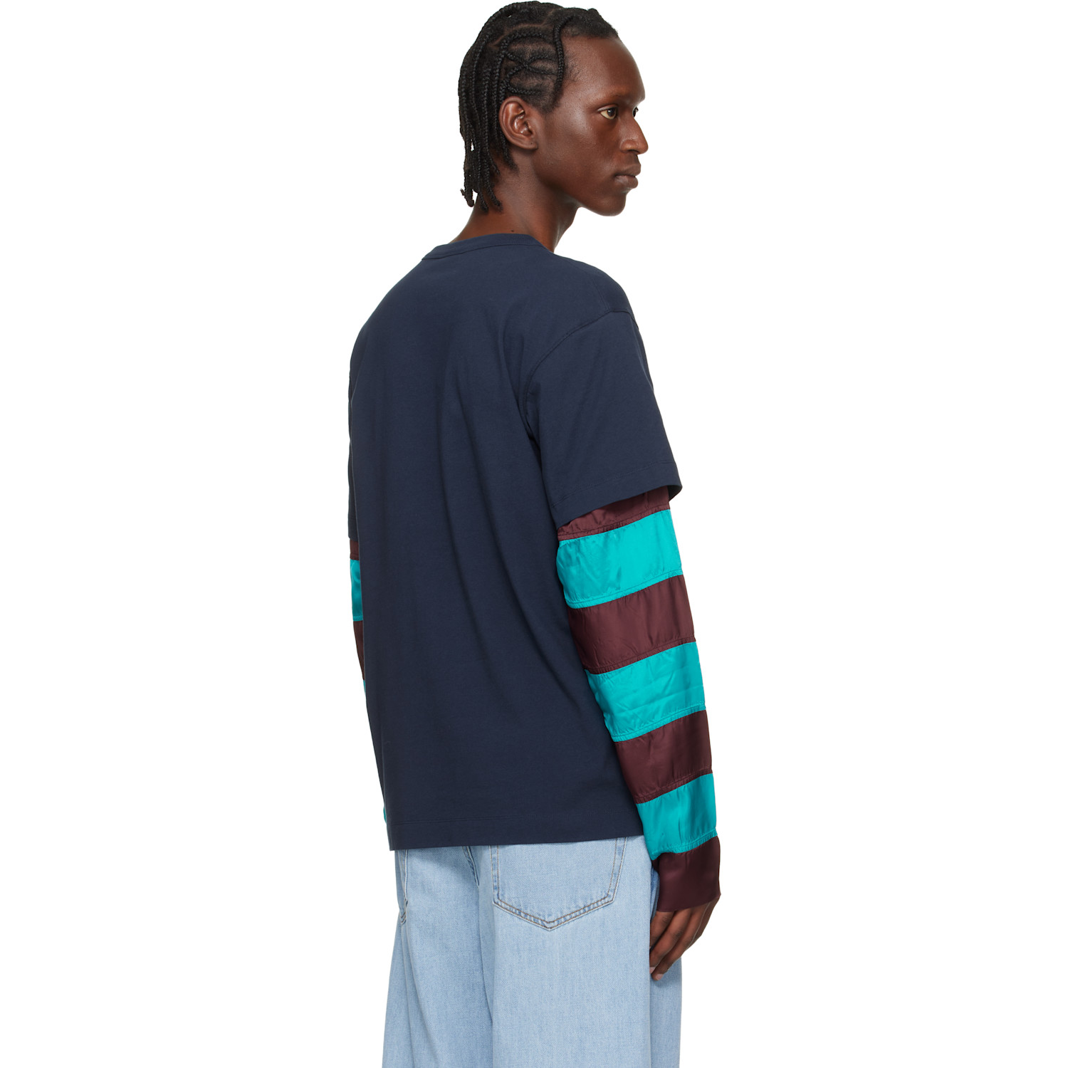  Dries Van Noten Navy Contrast Sleeves T-shirt 