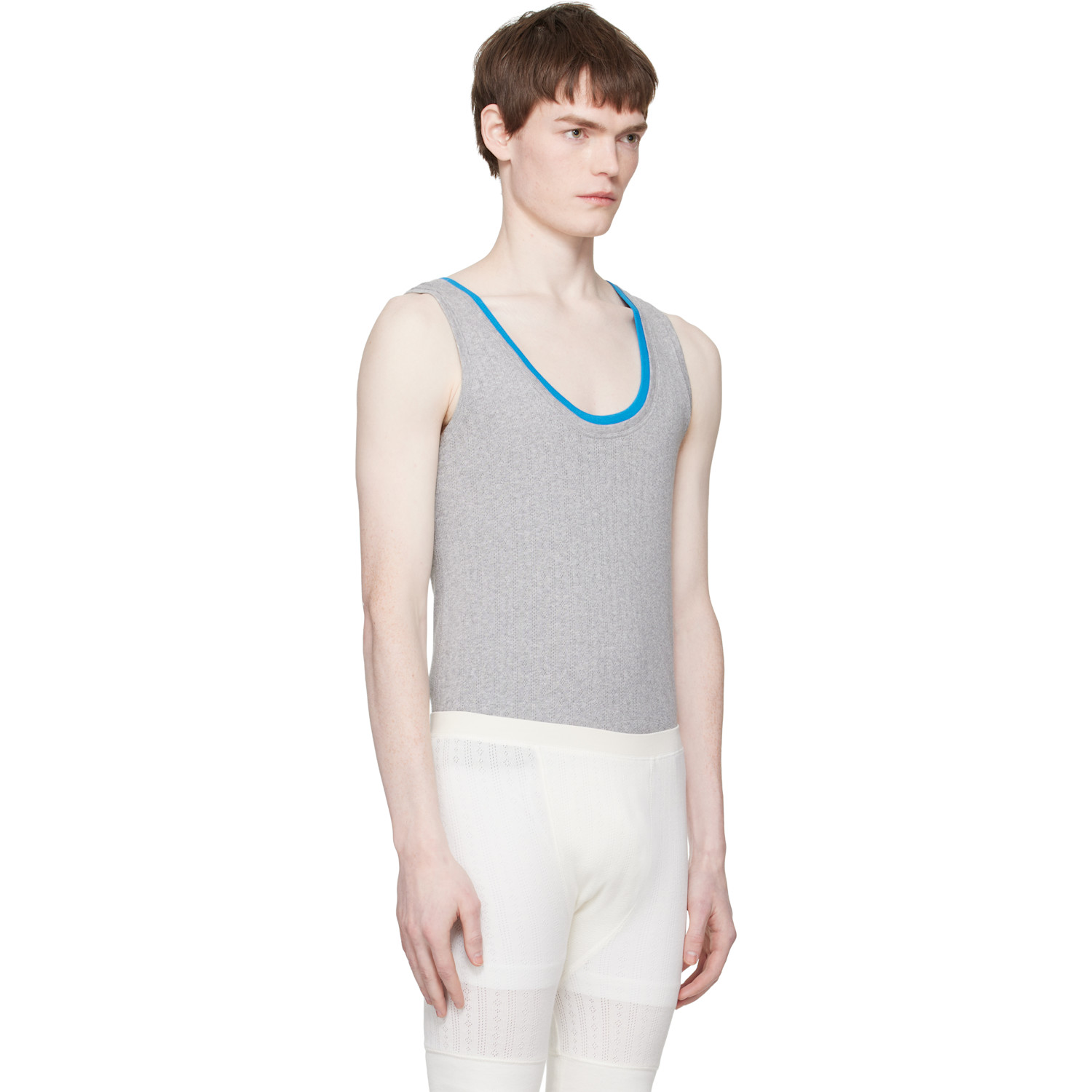  Dries Van Noten Gray Pointelle Tank Top 
