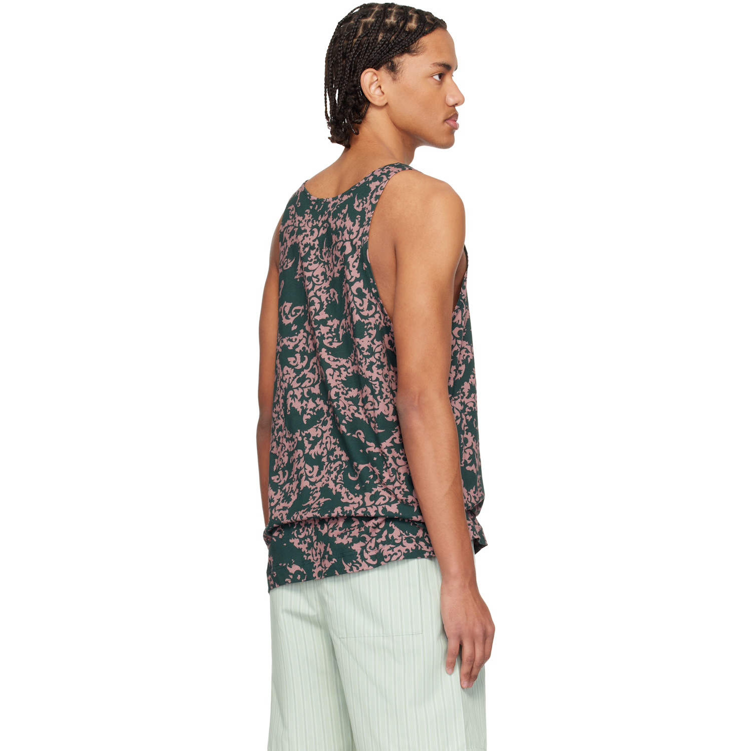  Dries Van Noten Green & Pink Floral Tank Top 