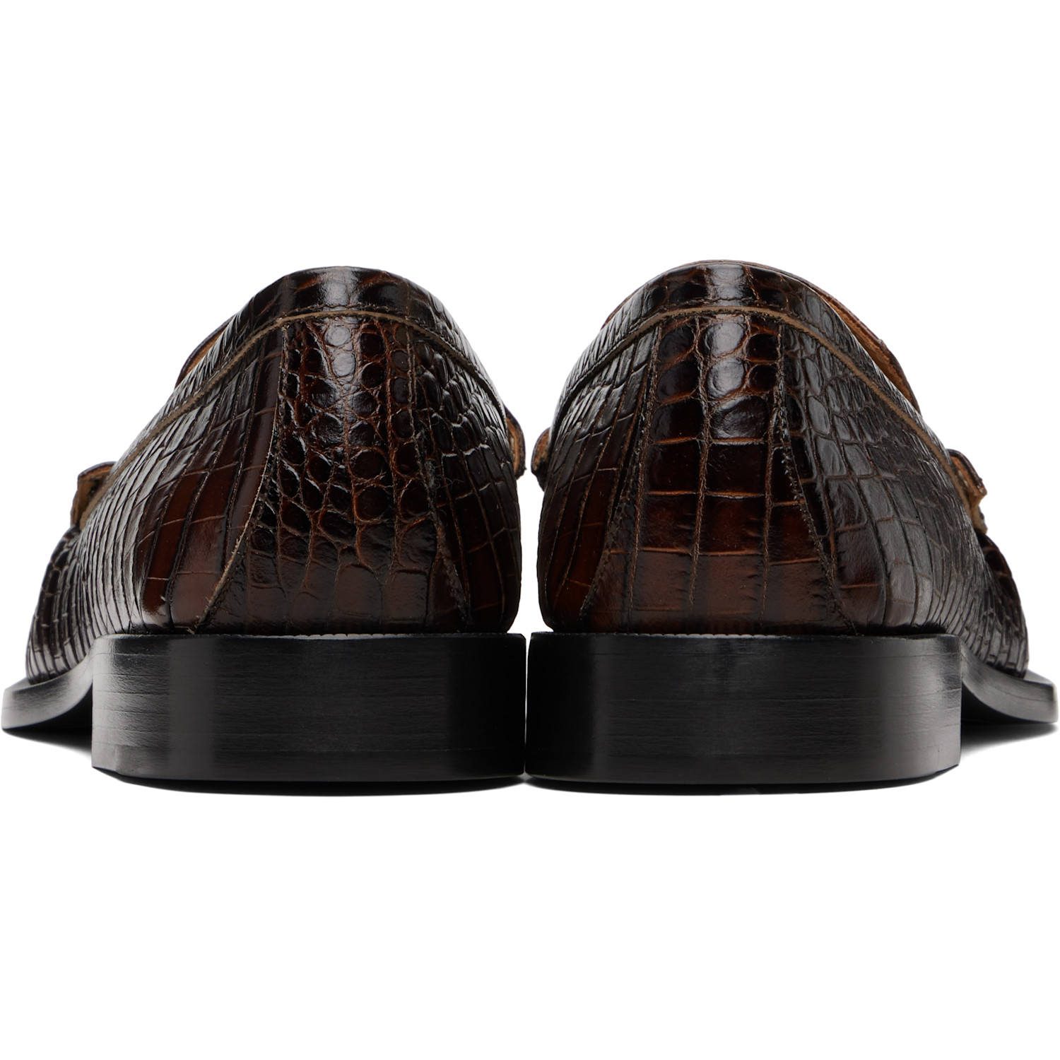  Dries Van Noten Brown Embossed Leather Loafers 