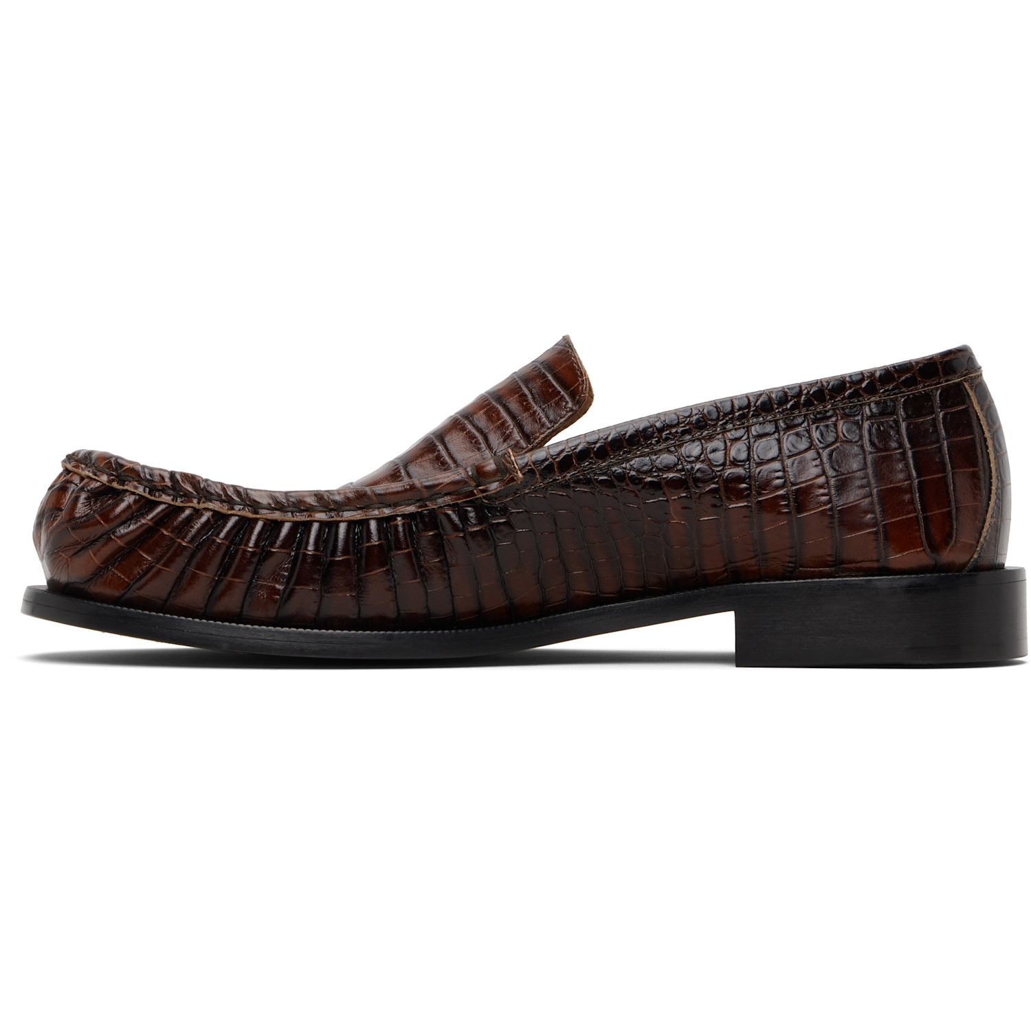  Dries Van Noten Brown Embossed Leather Loafers 
