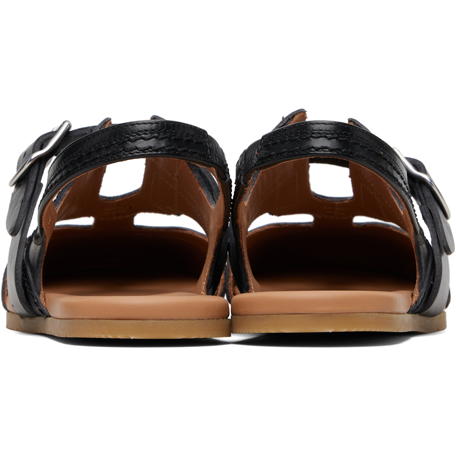  Dries Van Noten Black Leather Sandals 