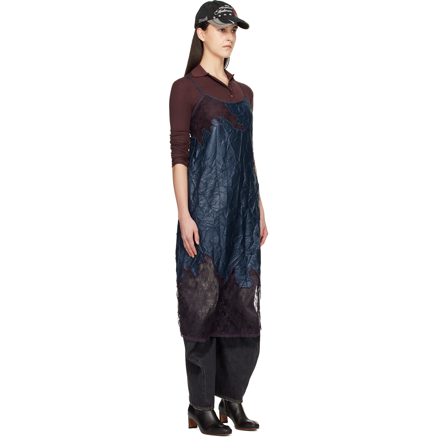  Andersson Bell Navy Embroidery Lace Midi Dress 