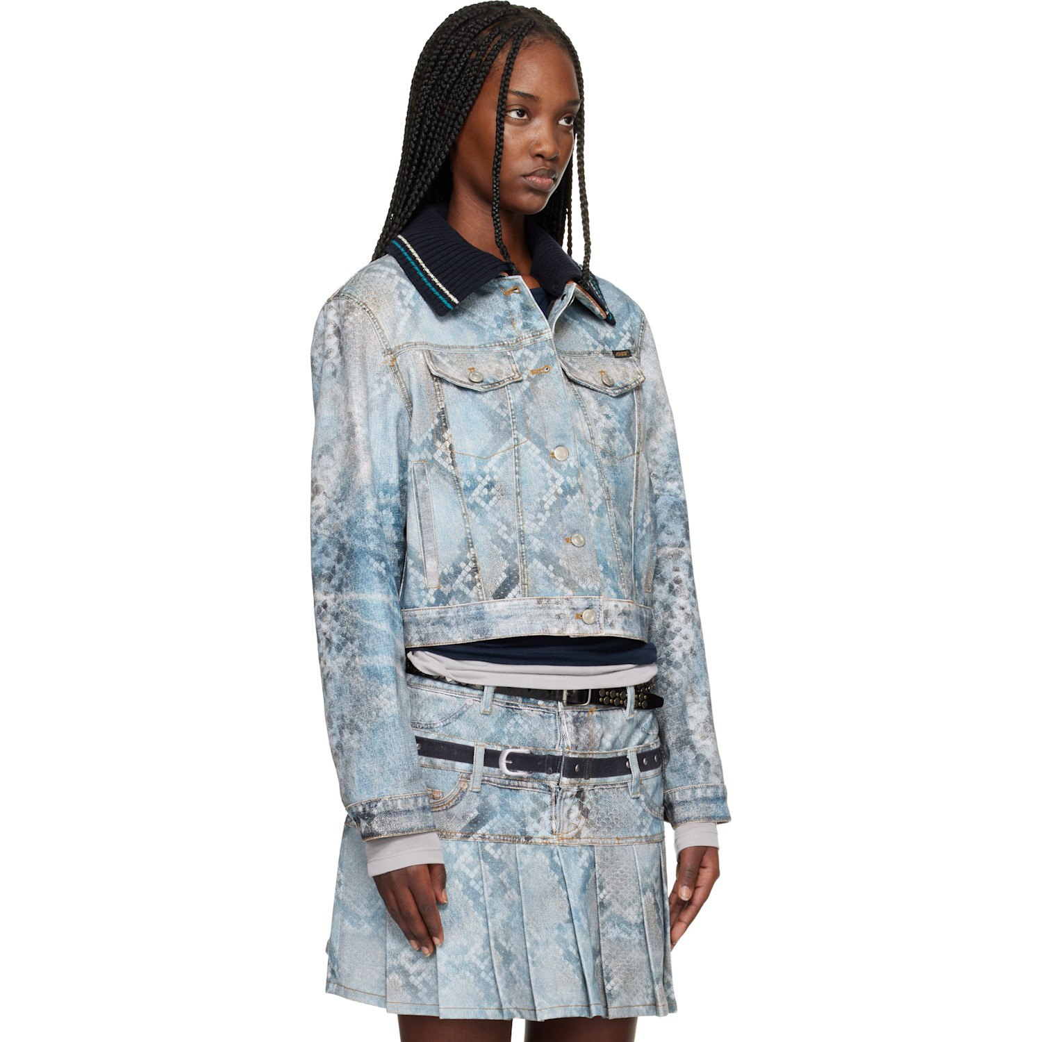  Andersson Bell Blue Python Fade Printed Denim Jacket 