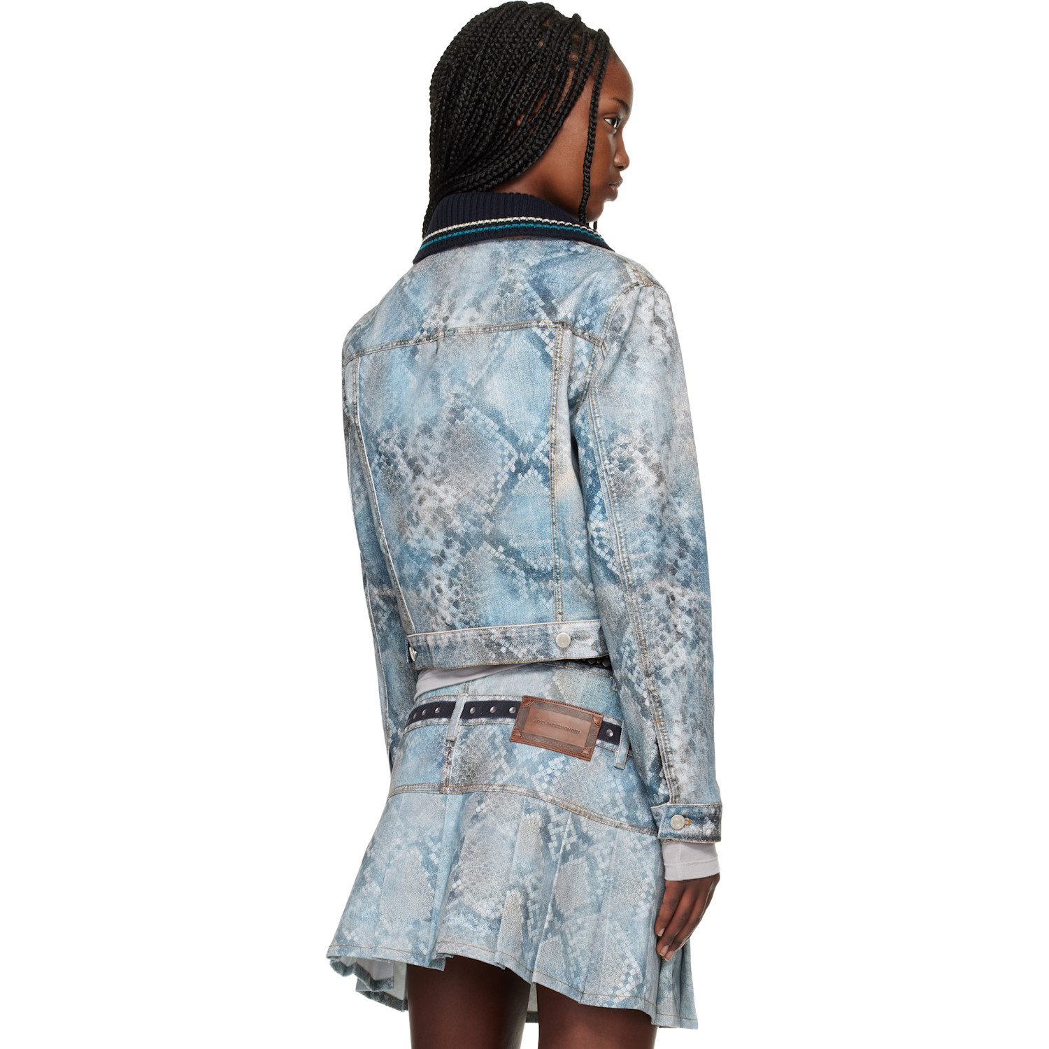  Andersson Bell Blue Python Fade Printed Denim Jacket 