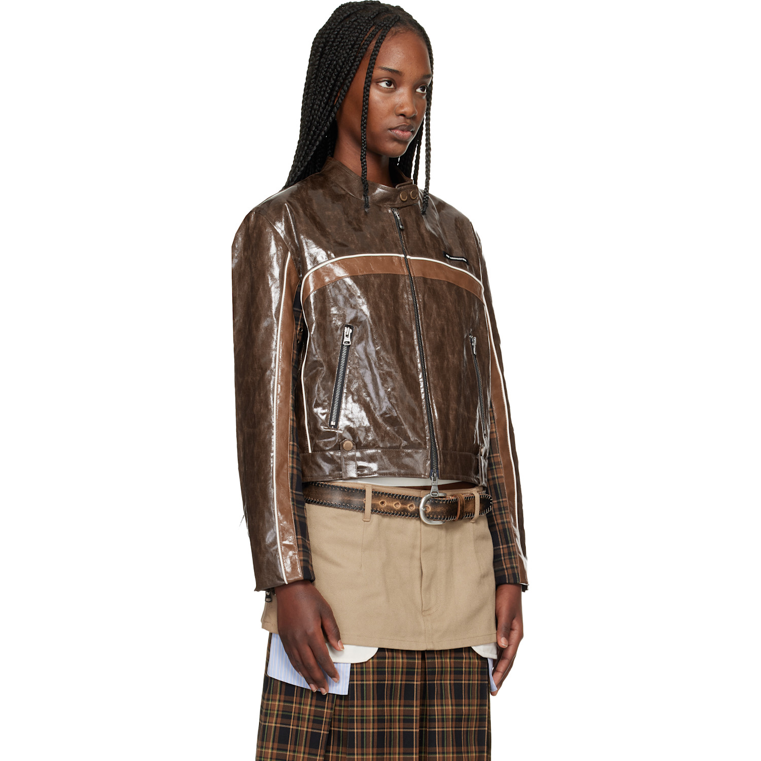  Andersson Bell Brown Circuit Track Faux-leather Jacket 