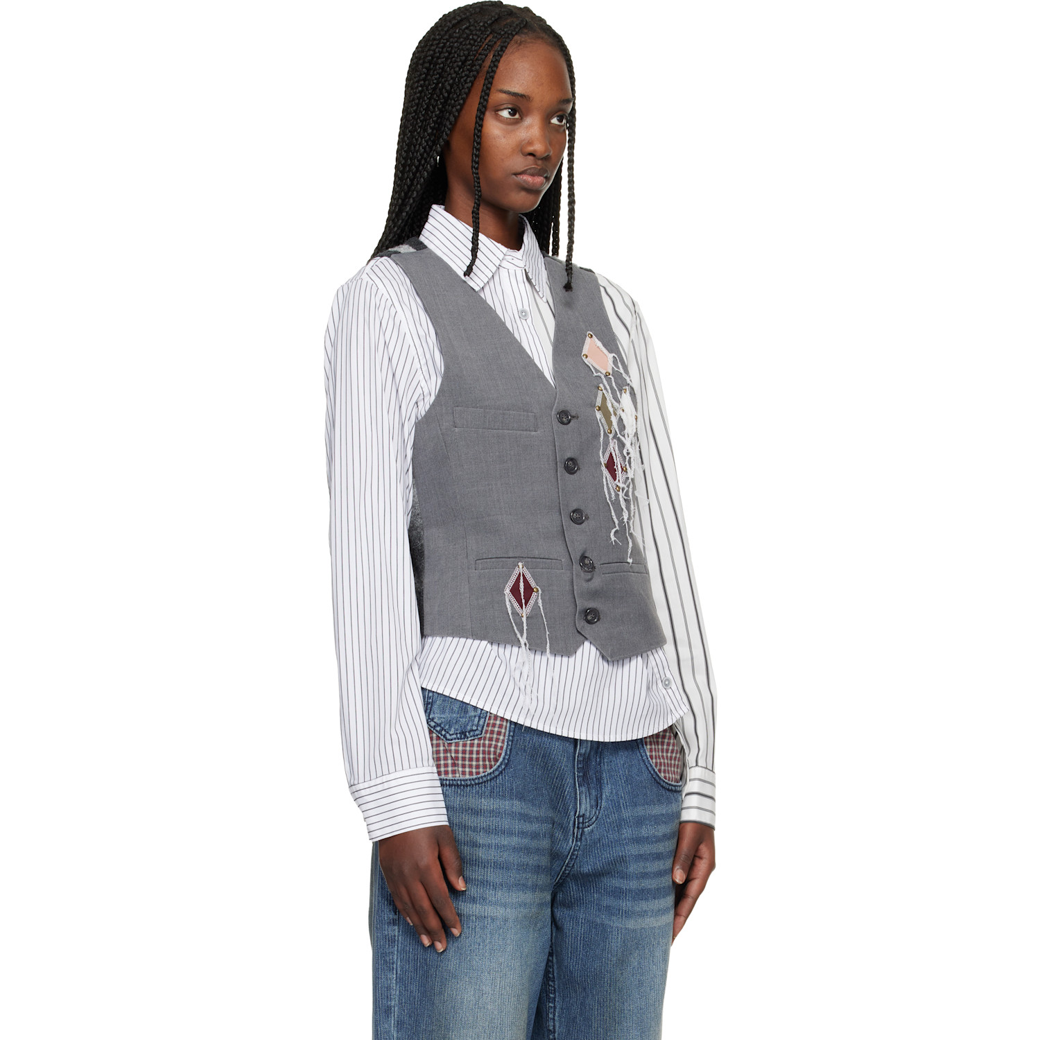  Andersson Bell Gray Back Knit Argyle Patched Vest 
