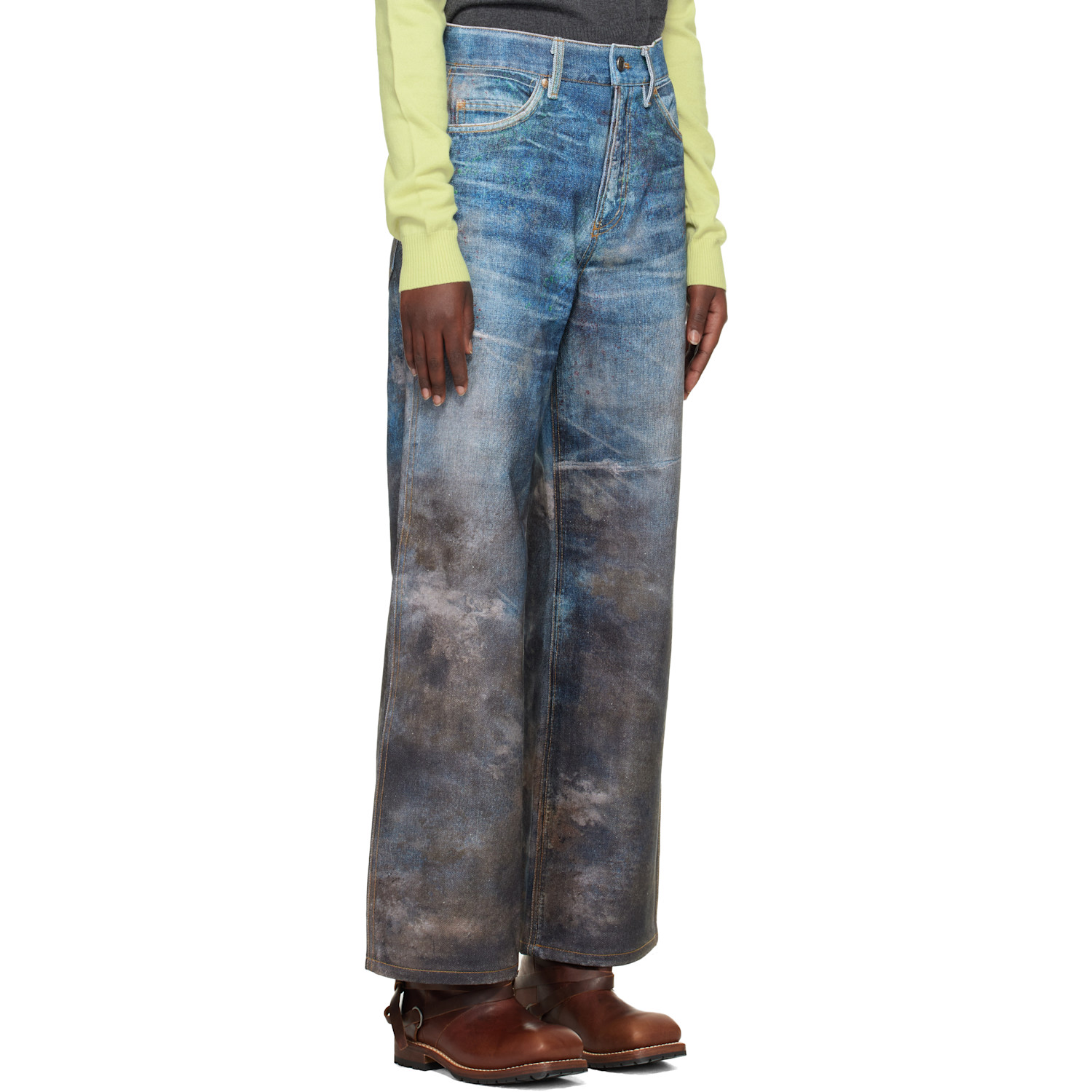  Andersson Bell Blue Festival Mud Printed Jeans 