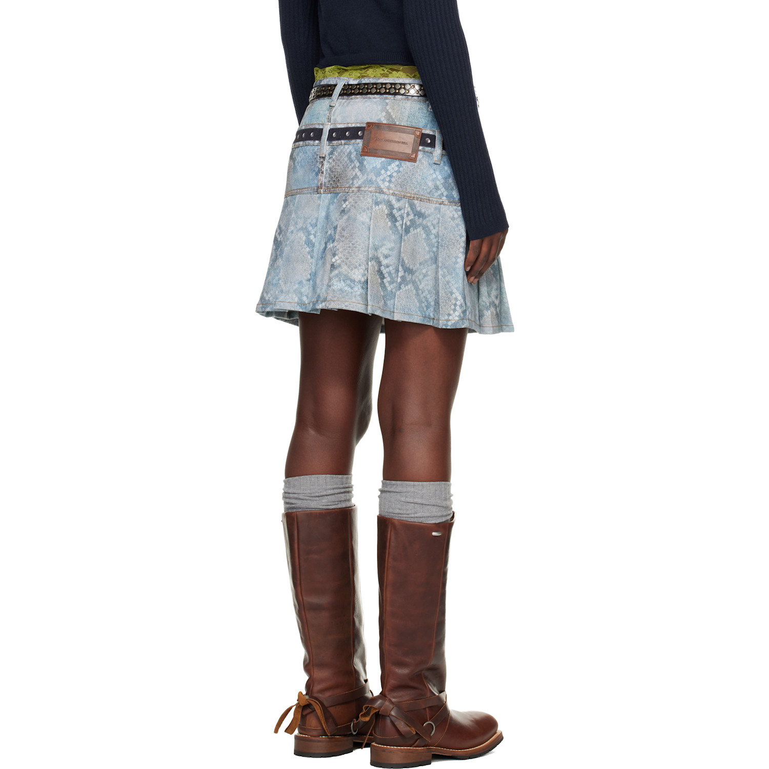  Andersson Bell Blue Python Fade Denim Printed Miniskirt 