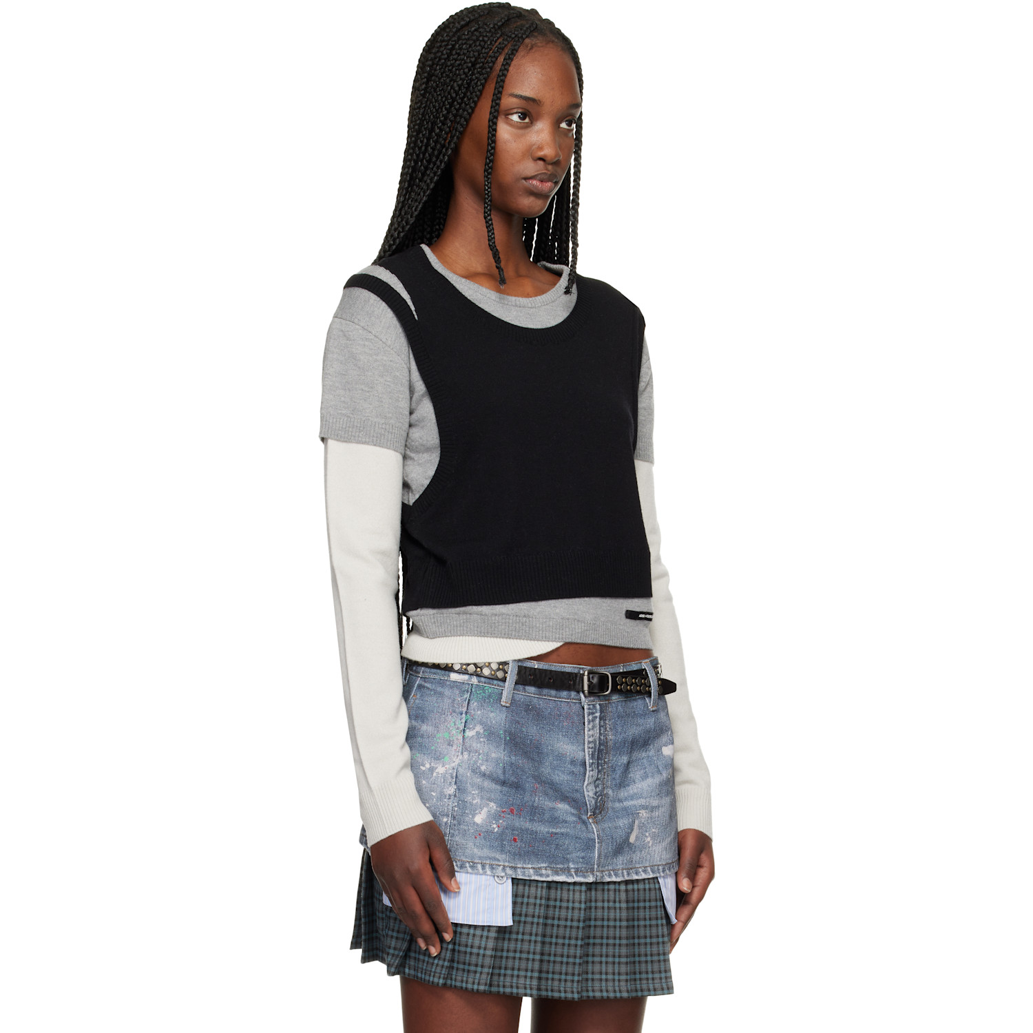  Andersson Bell Gray & Black Tres Over Layered Sweater 