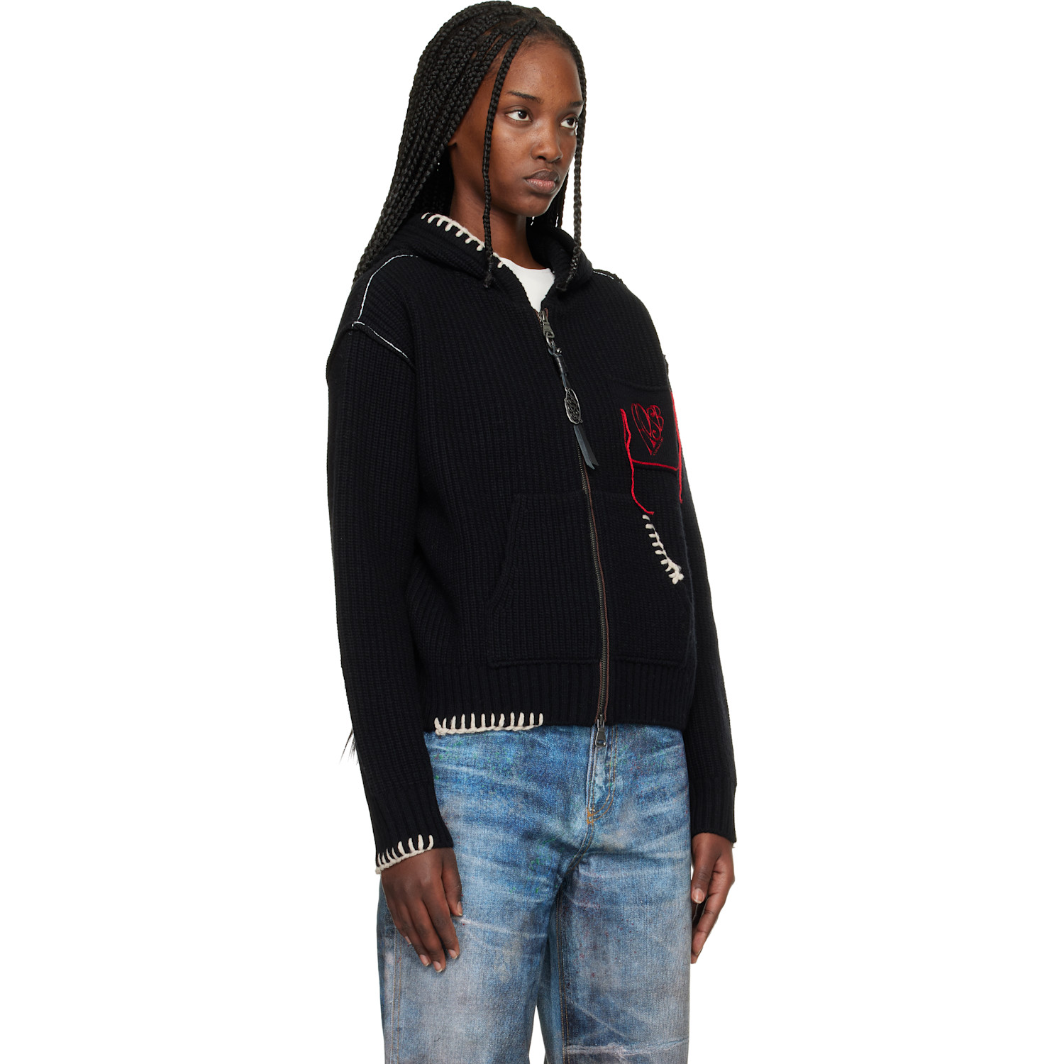  Andersson Bell Black Heart Logo Zip-up Hoodie 