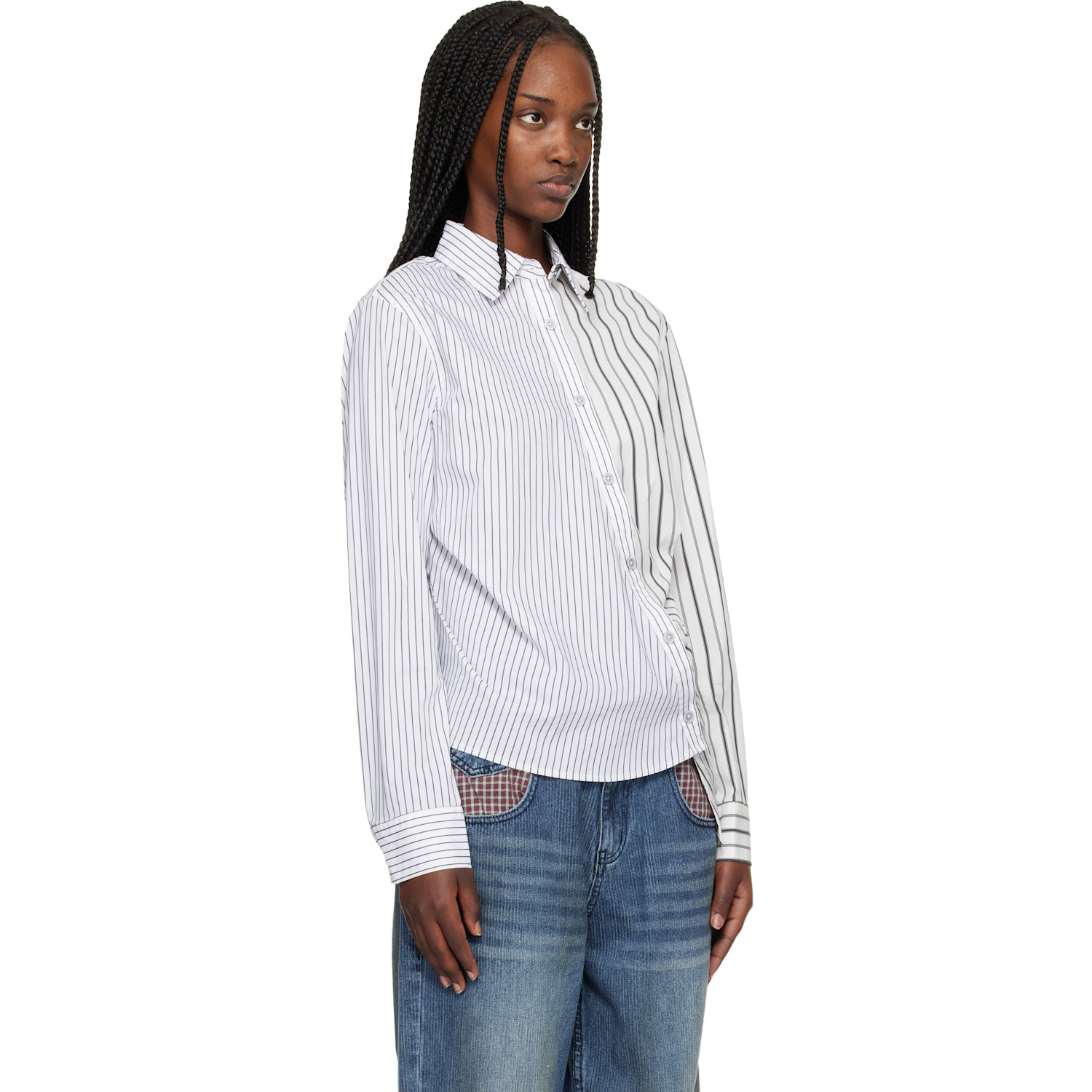  Andersson Bell White Noa Striped Twist-tuck Shirt 