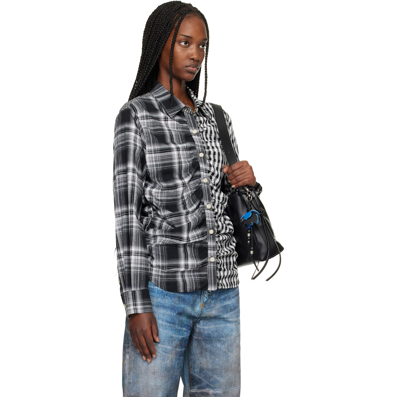  Andersson Bell Black Shirred Check Shirt 
