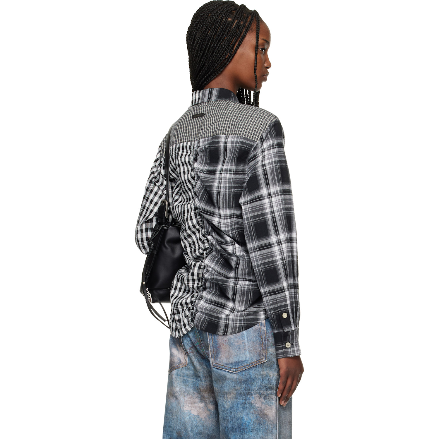  Andersson Bell Black Shirred Check Shirt 