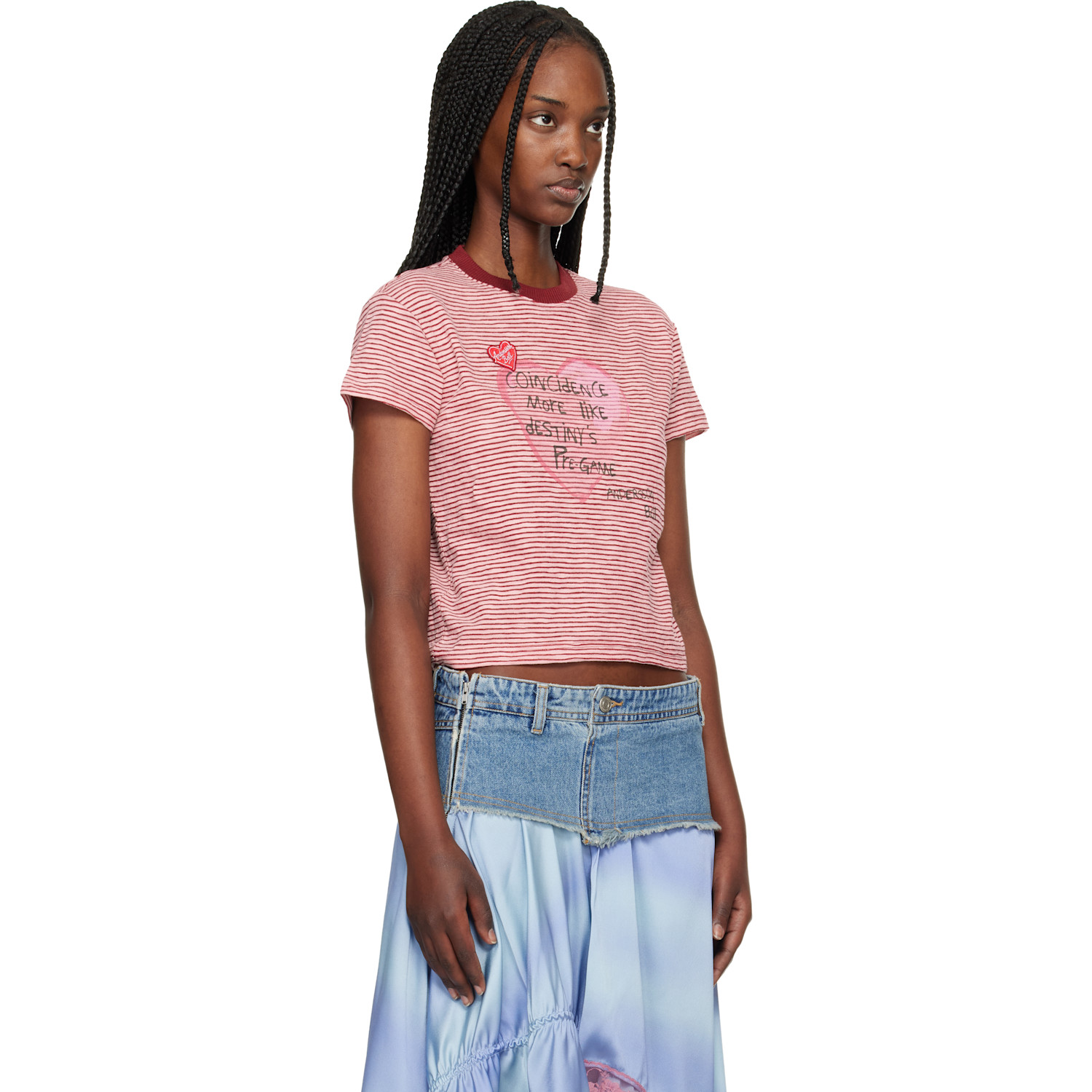  Andersson Bell Red & Off-white Heart Message Stripe T-shirt 