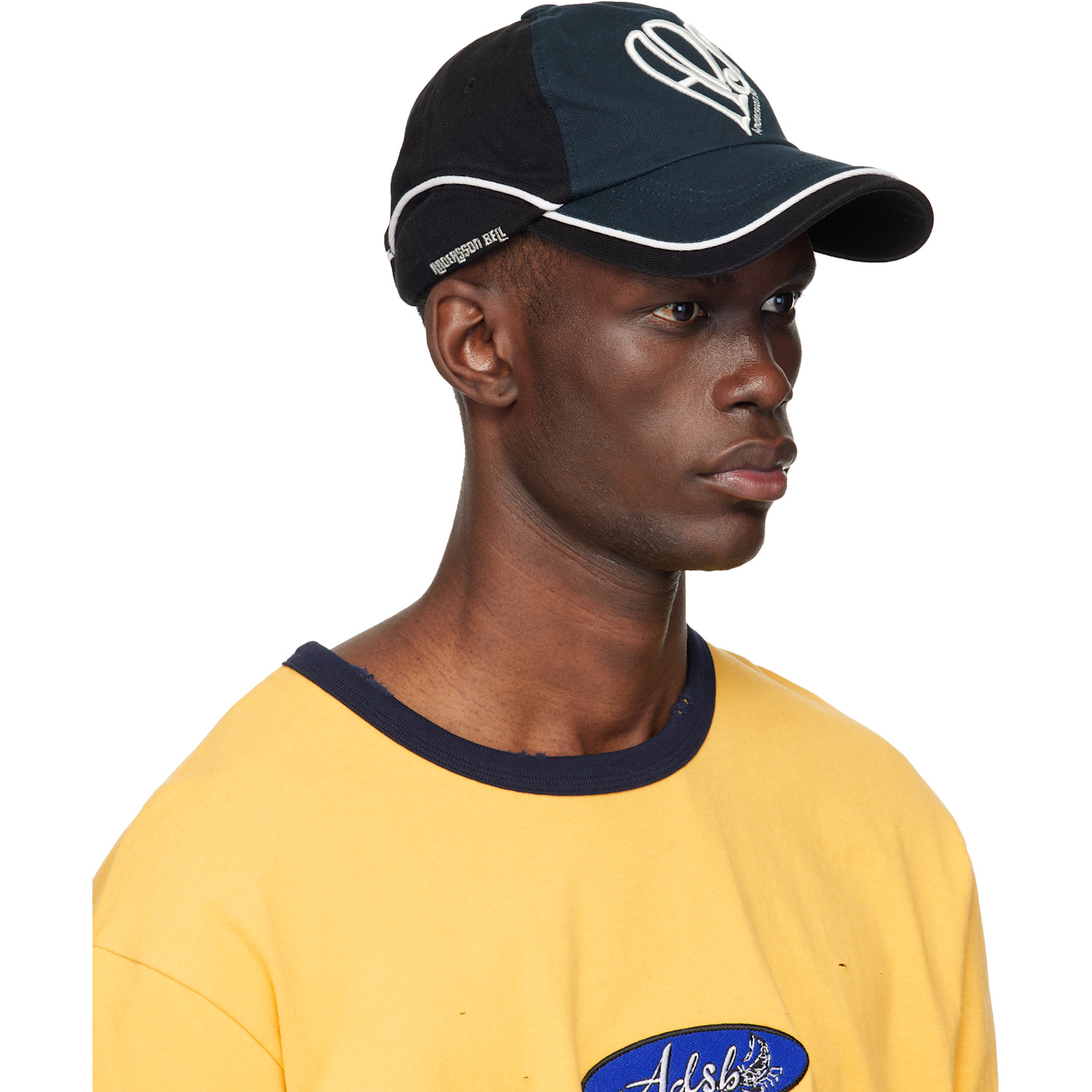  Andersson Bell Navy Essential Heart Logo Embroidered Layered Cap 
