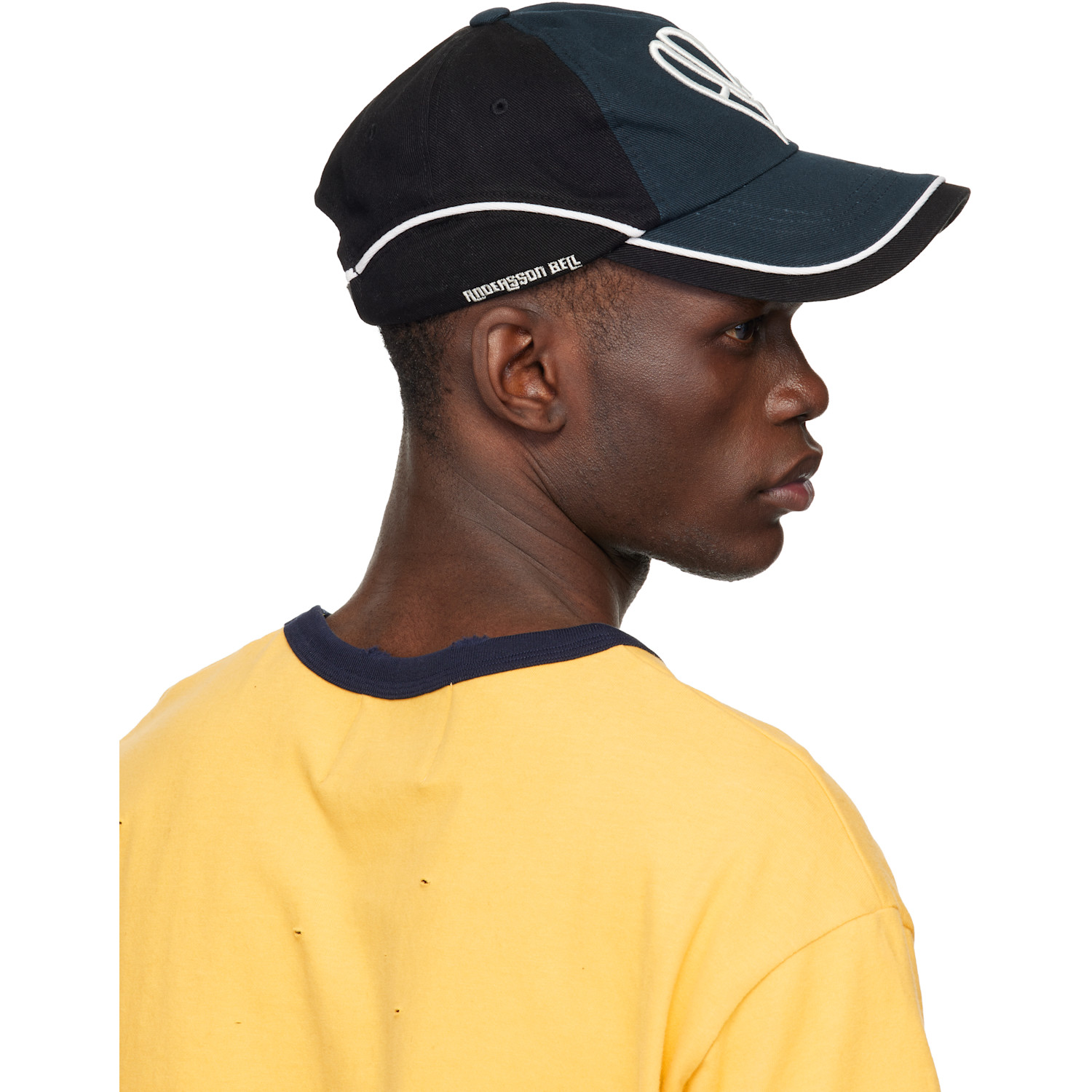  Andersson Bell Navy Essential Heart Logo Embroidered Layered Cap 
