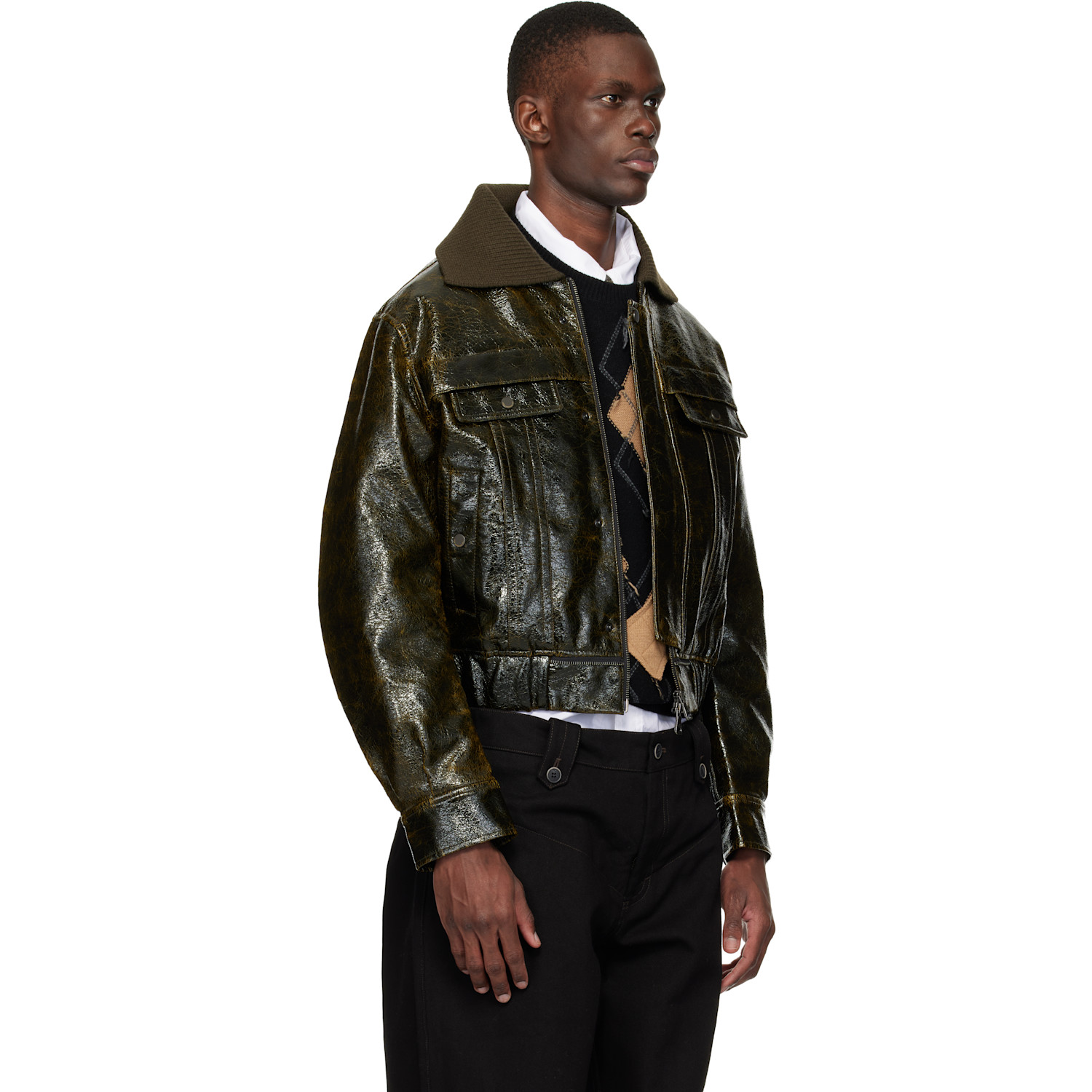  Andersson Bell Khaki Ortega26 Faux-leather Bomber Jacket 