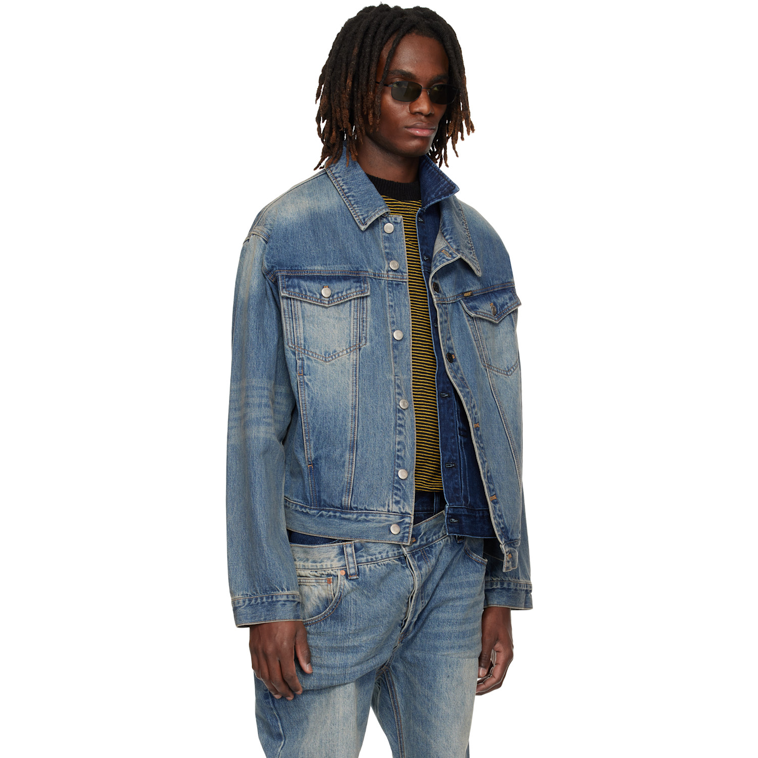  Andersson Bell Blue Asymmetric Layered Denim Jacket 