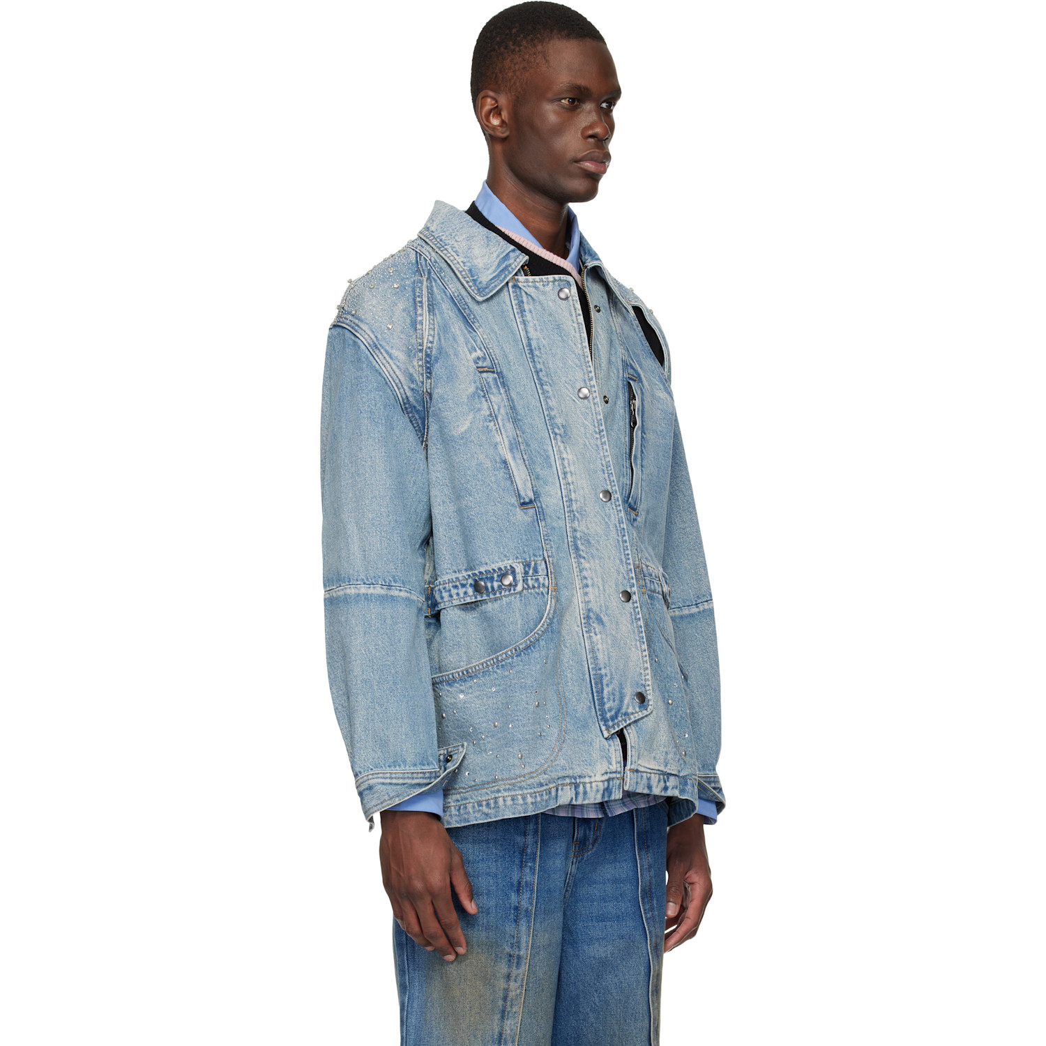  Andersson Bell Blue Jeweled Denim Jacket 