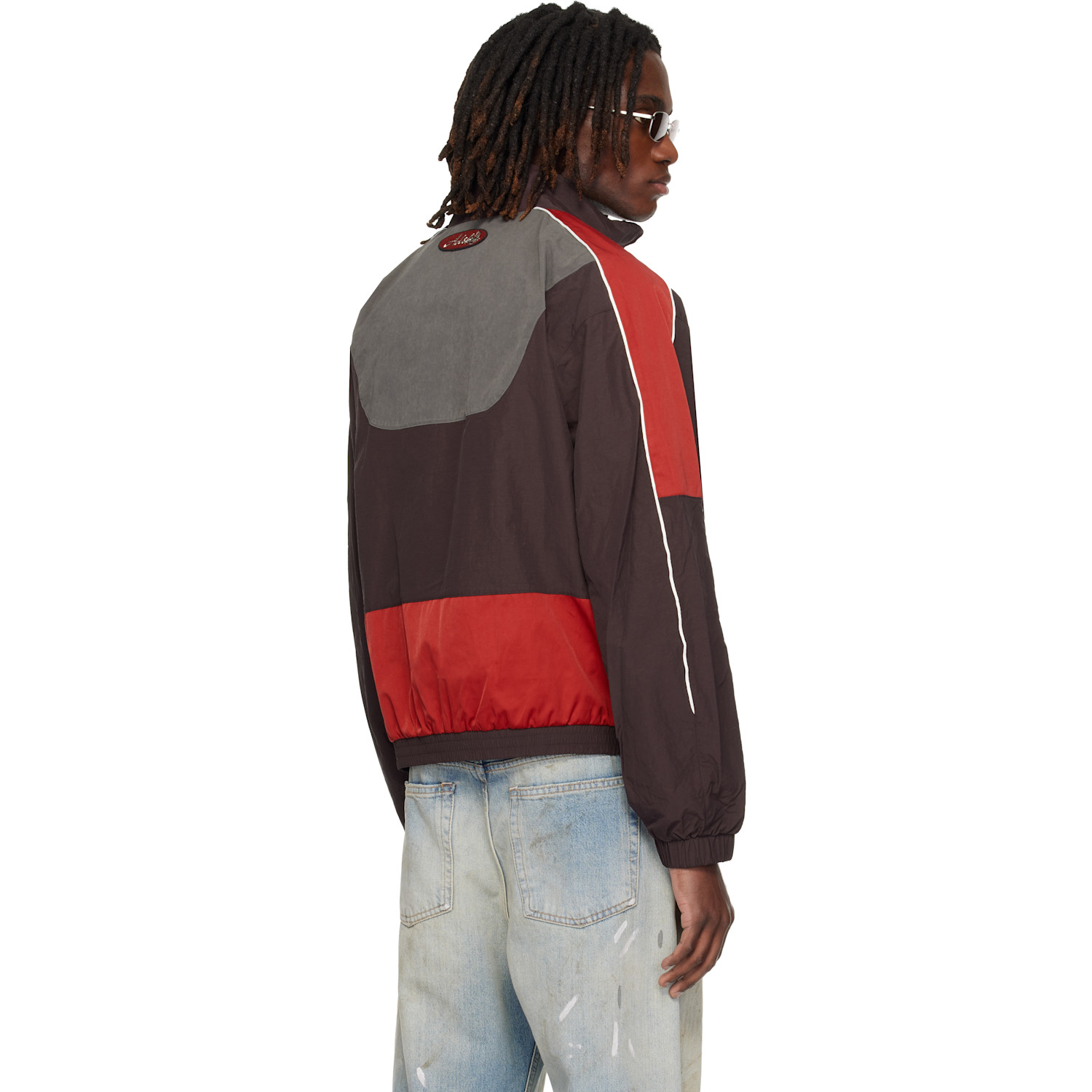  Andersson Bell Brown & Red Color Block Nylon Jacket 