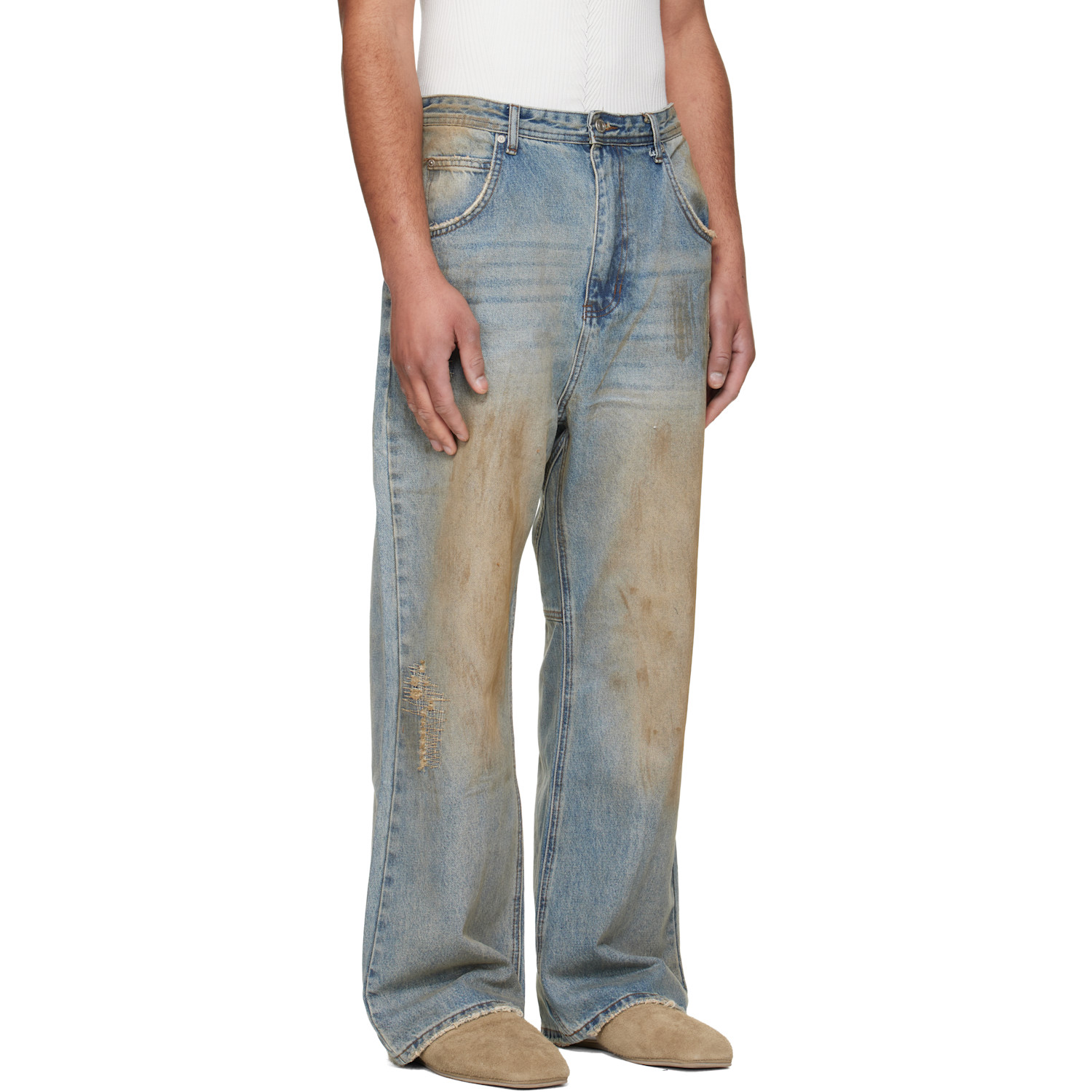  Andersson Bell Blue Destroyed Wide-leg Jeans 