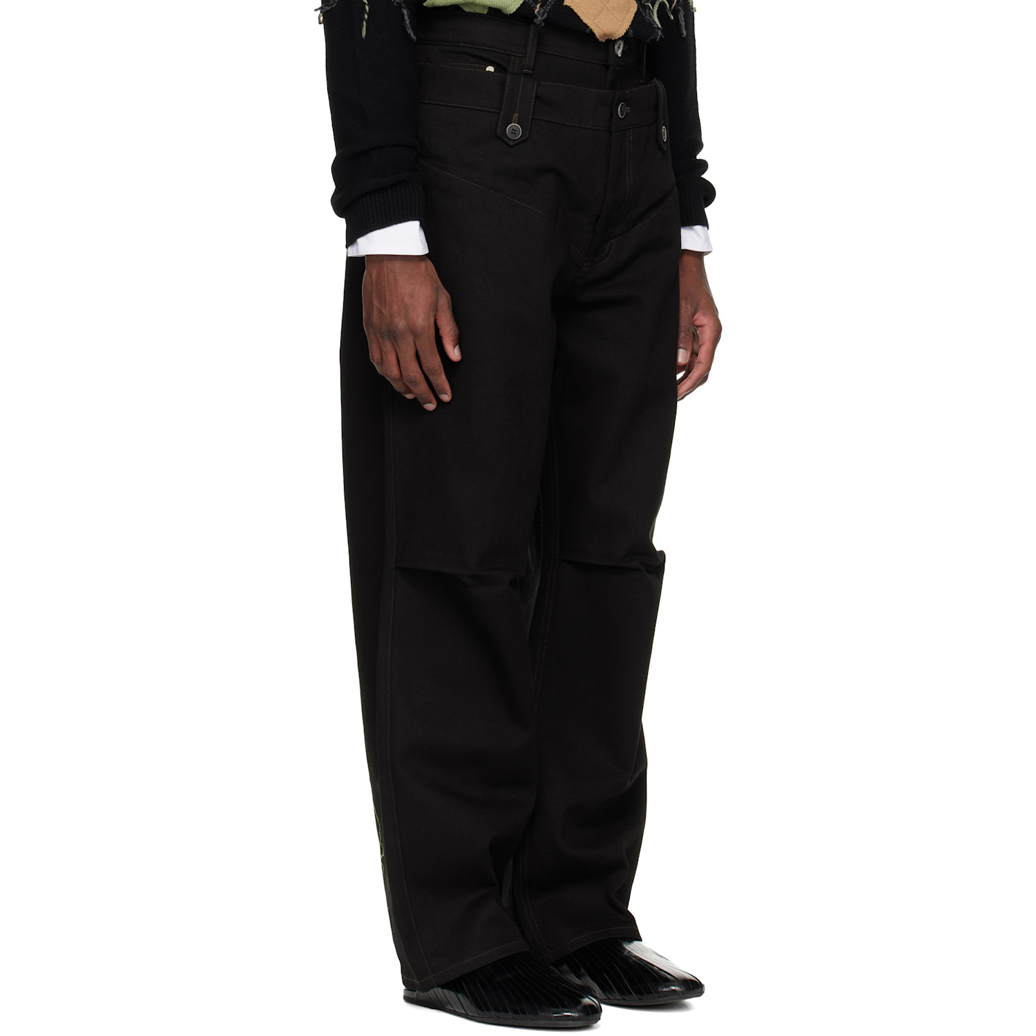  Andersson Bell Black Double Waistband Wide-leg Trousers 