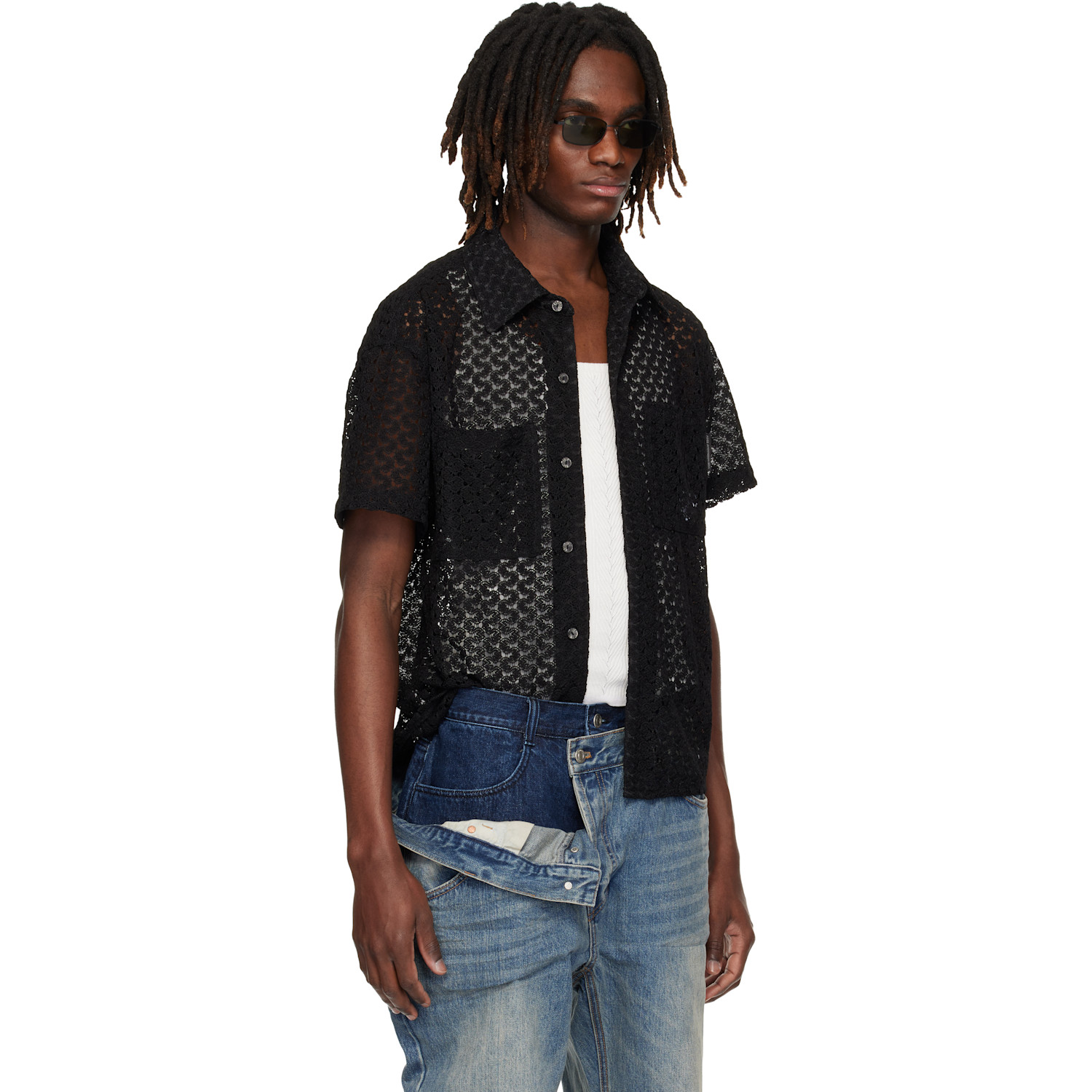  Andersson Bell Black Tres Sheer Knitted Shirt 
