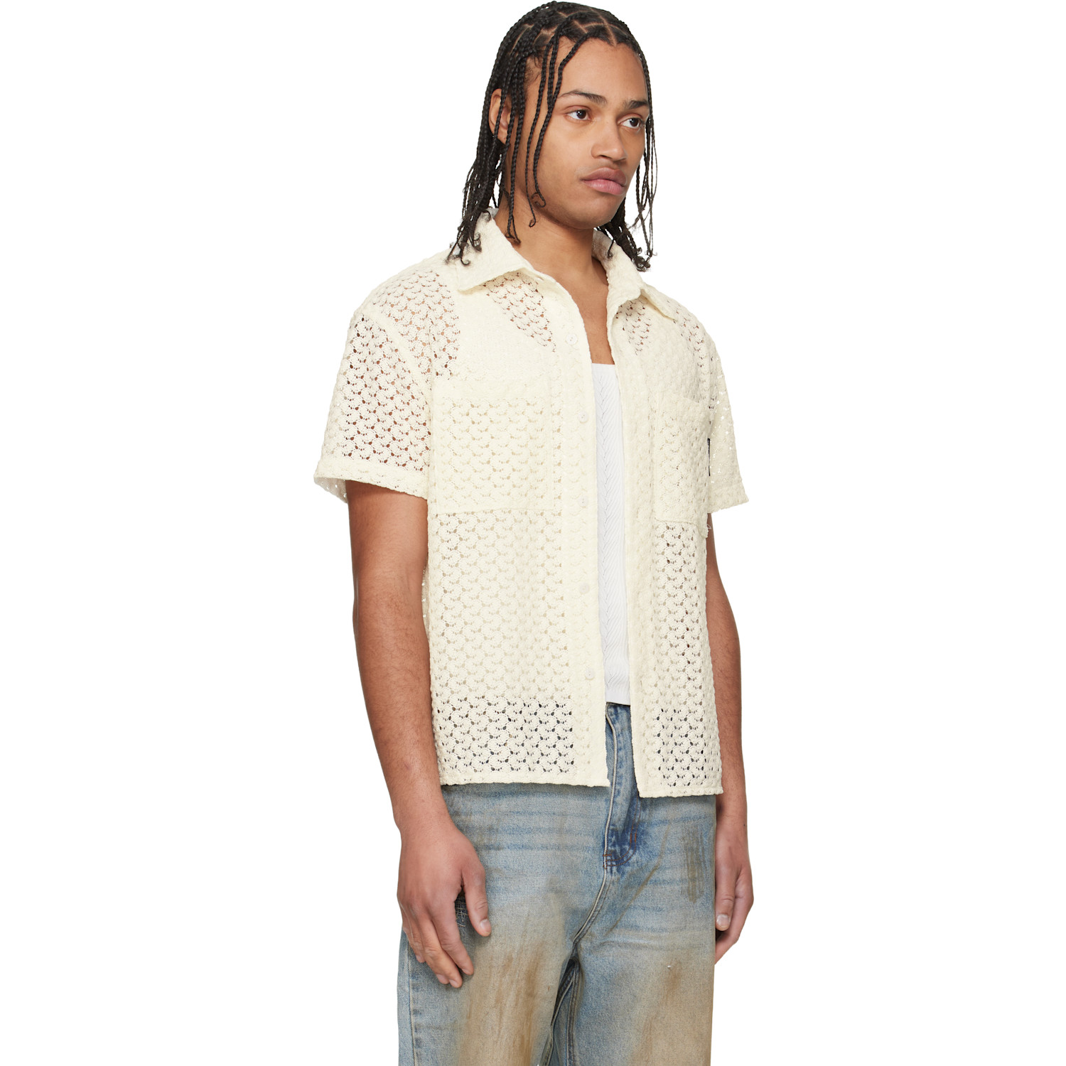  Andersson Bell Off-white Tres Sheer Knitted Shirt 