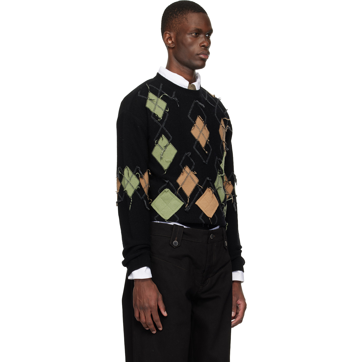  Andersson Bell Black Tom Argyle Crew-neck Sweater 