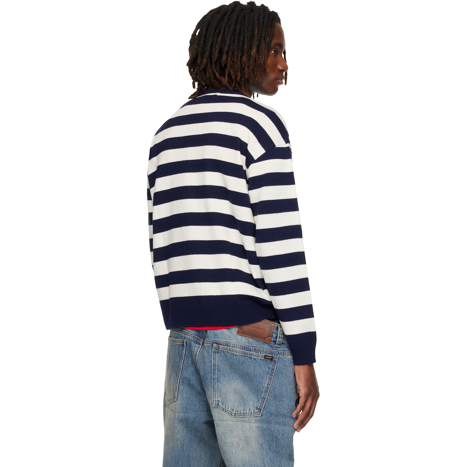  Andersson Bell Navy & White Heart Message Crew-neck Sweater 