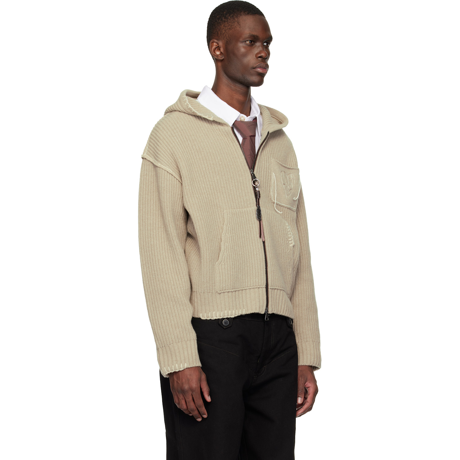 Andersson Bell Beige Heart Logo Zip-up Hoodie 